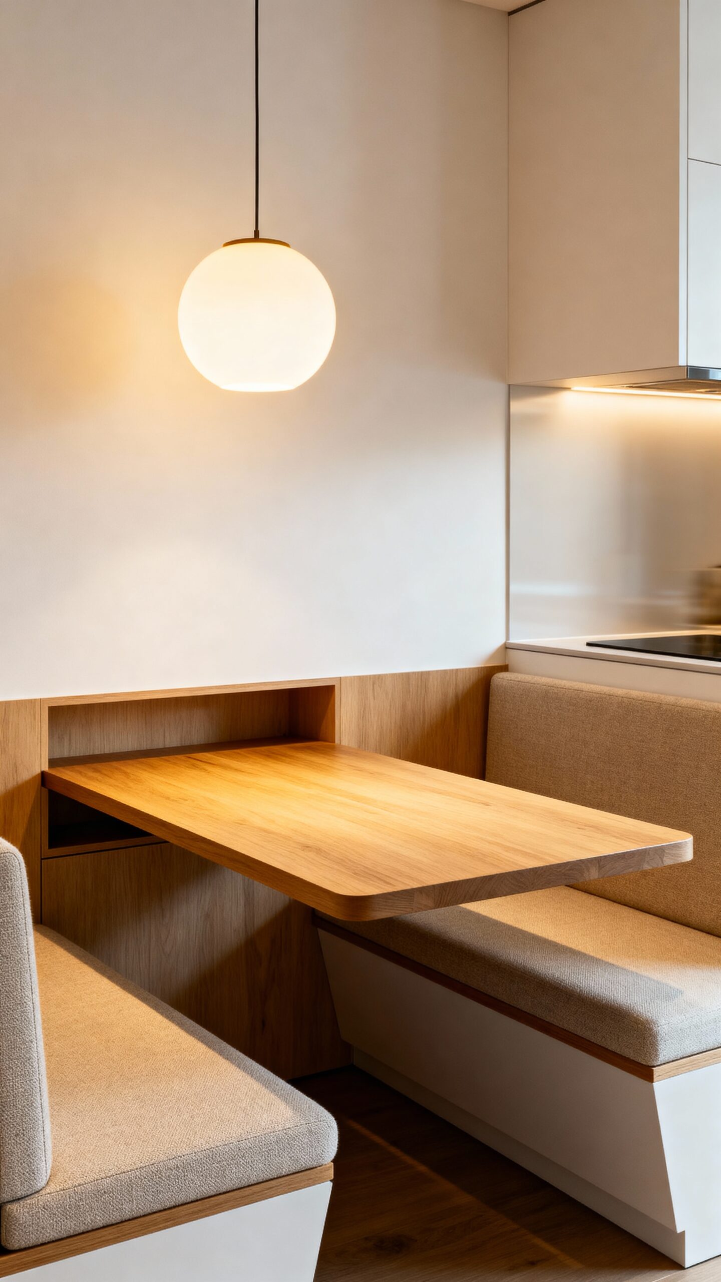 modular space saving kitchen dining setup