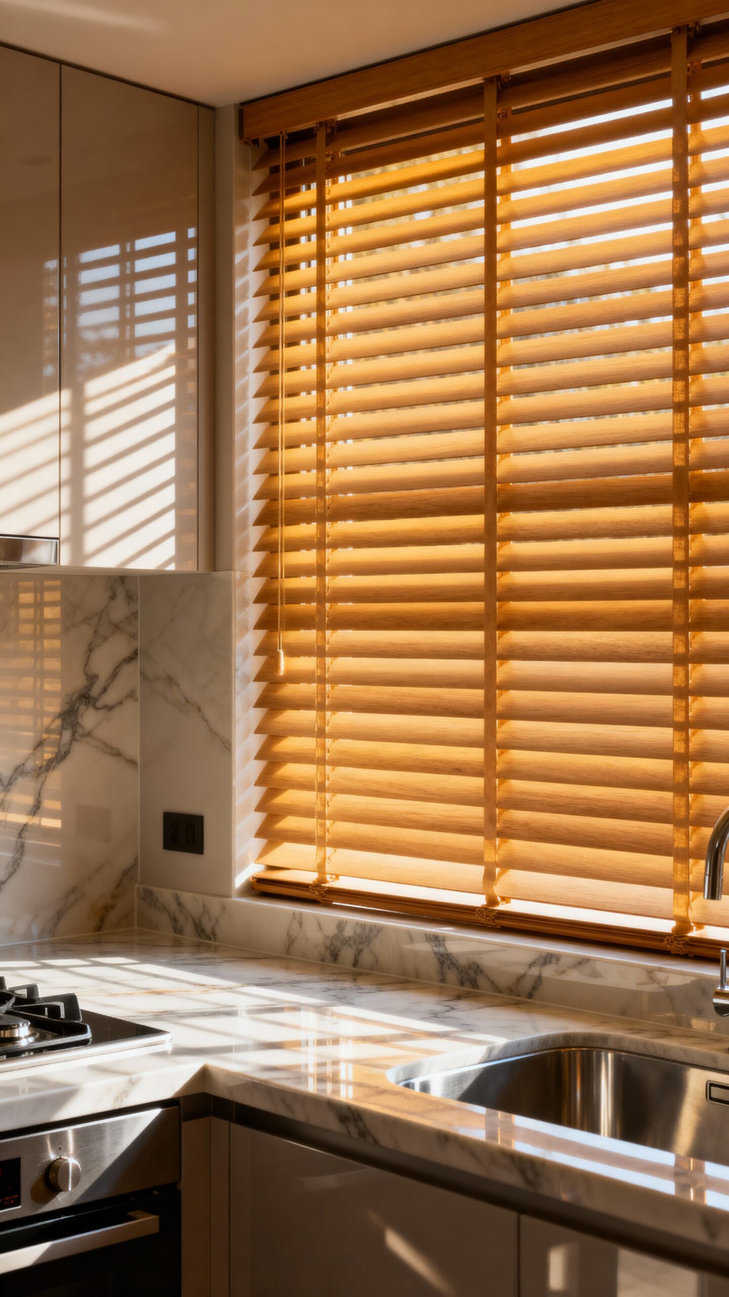 moisture resistant adjustable customizable kitchen blinds