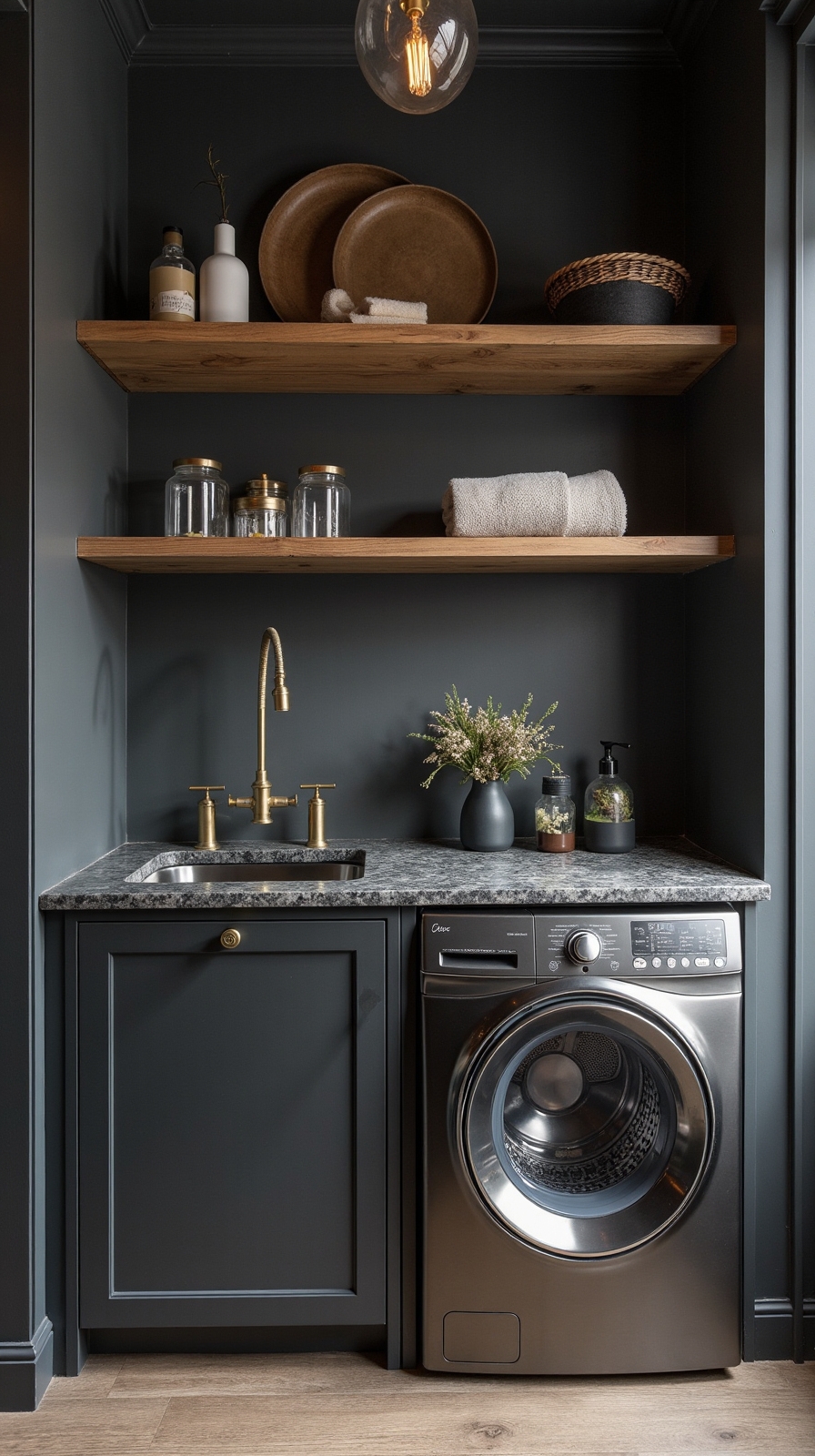 moody dramatic laundry room designs