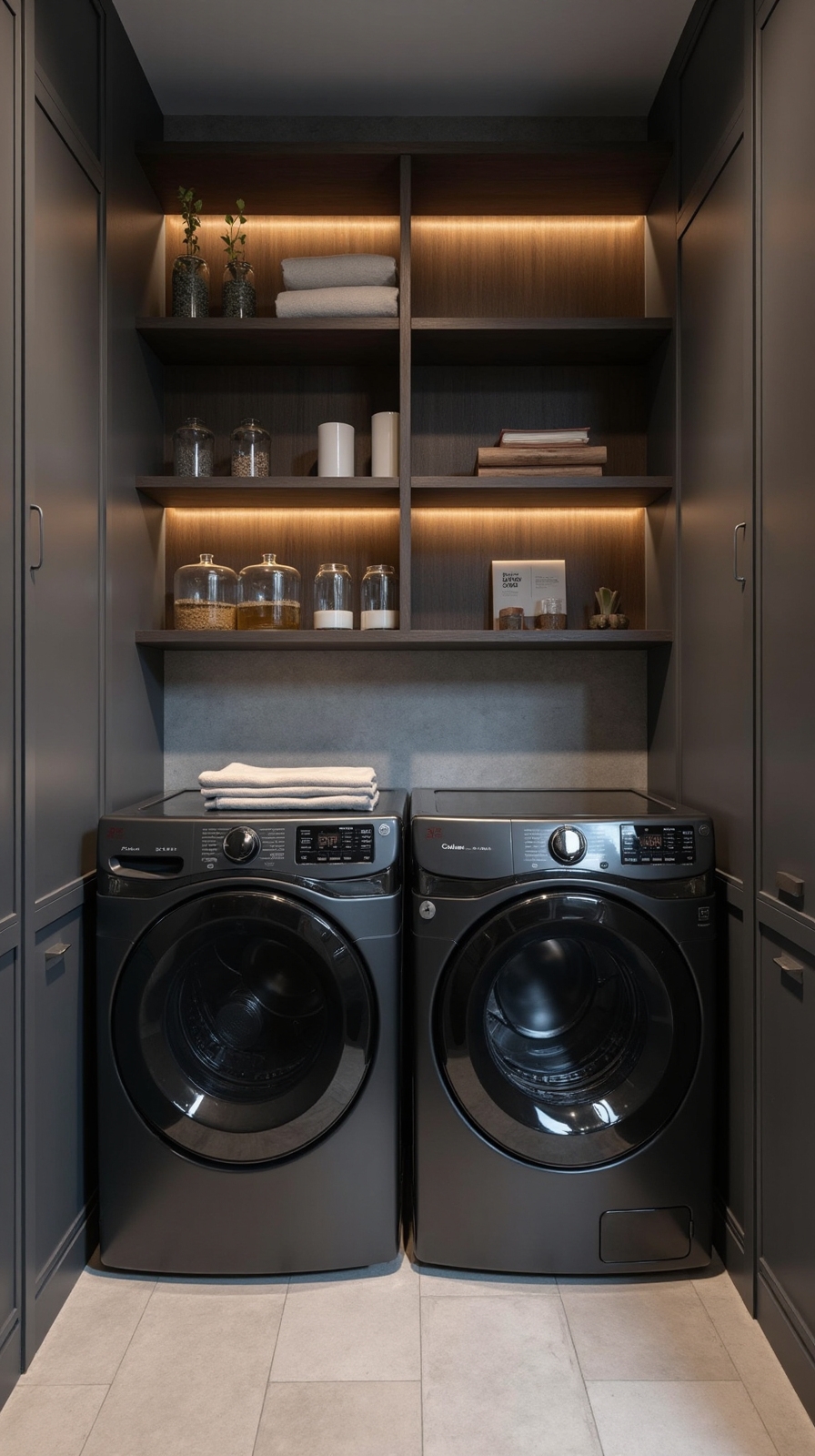 moody modern laundry room designs