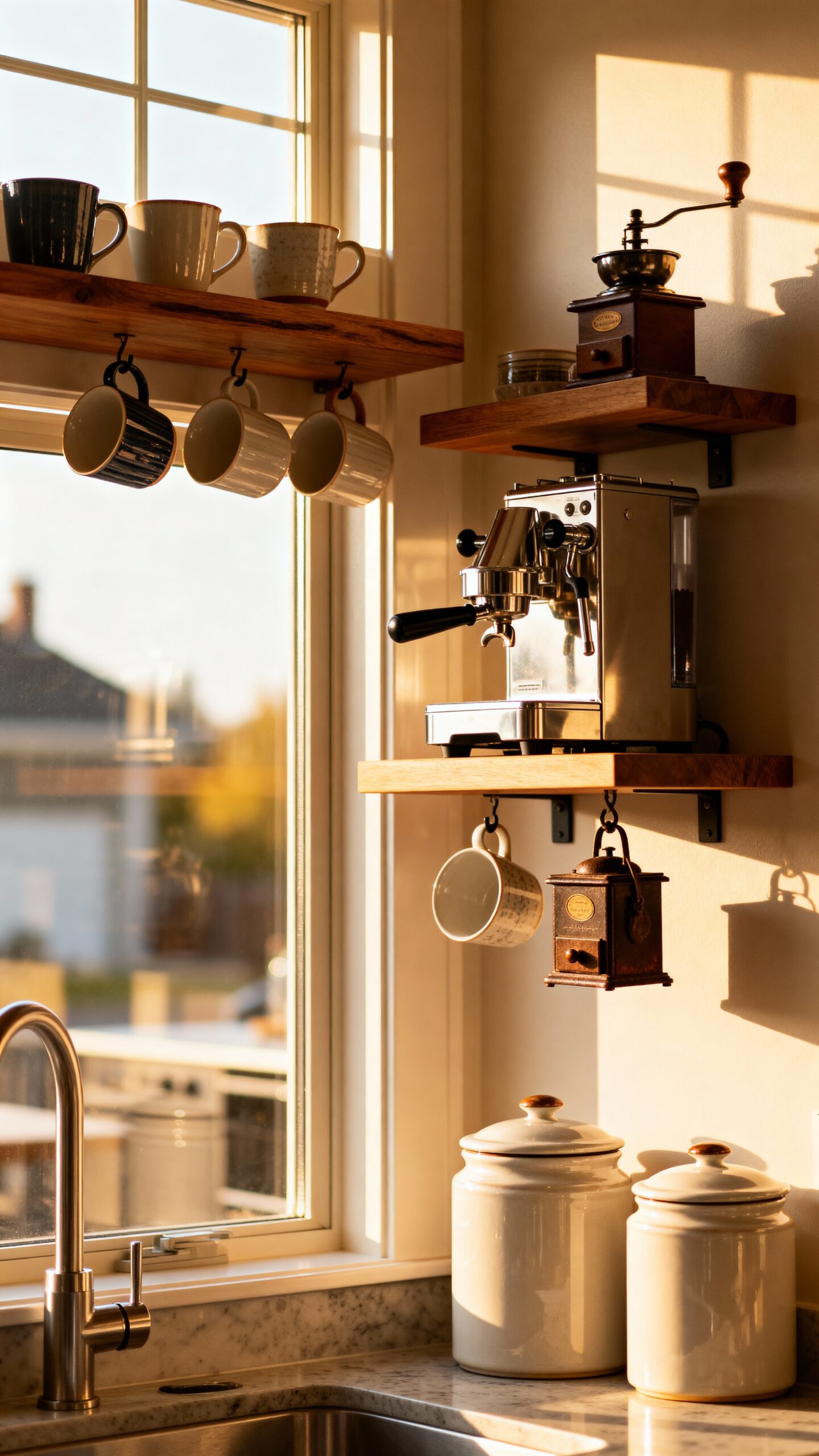 mounted coffee station with storage accessories