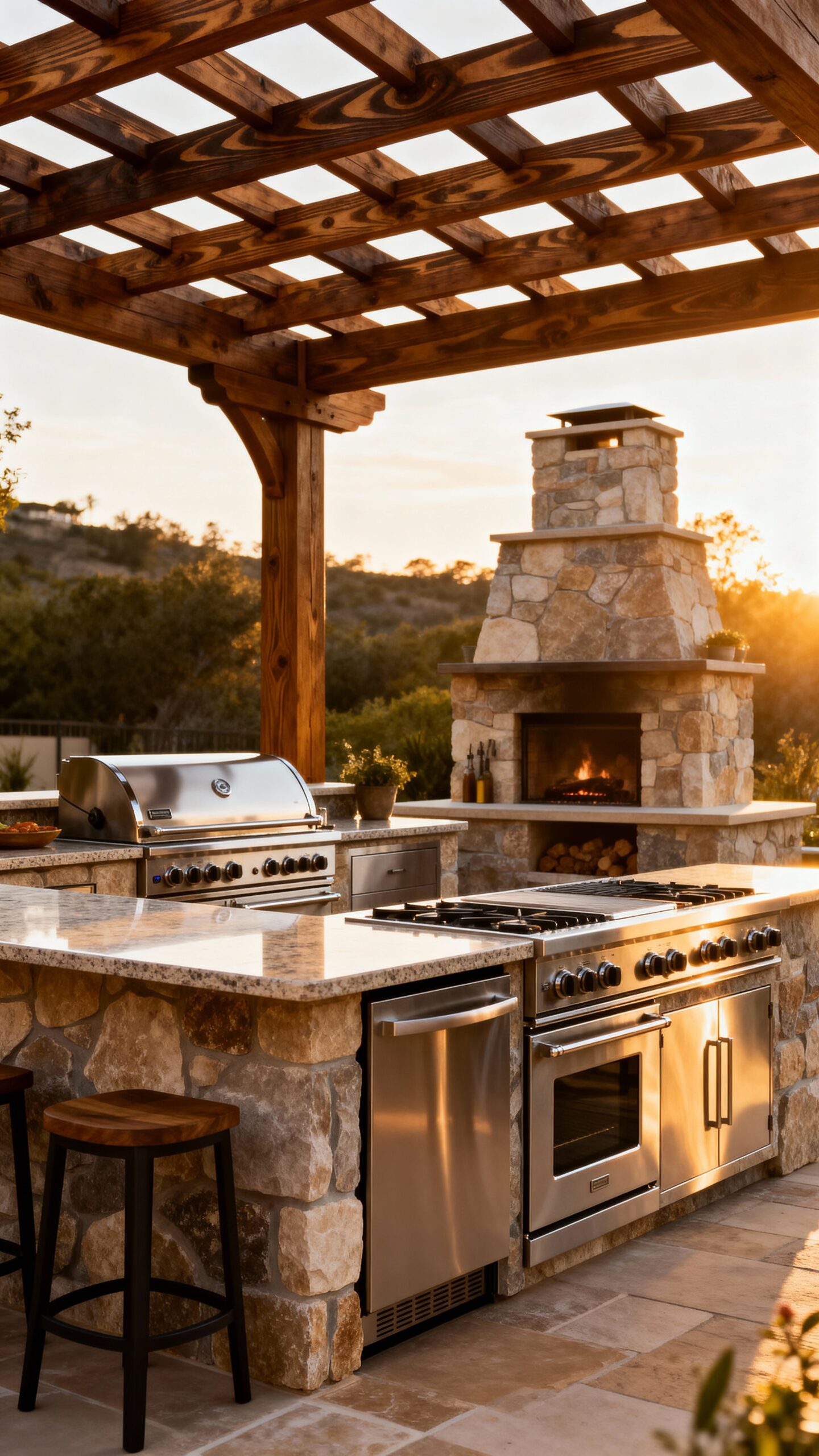 multifunctional ergonomic zoned outdoor kitchen design