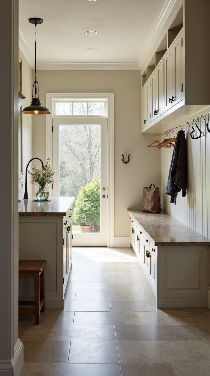 multifunctional mudroom island maximizes space