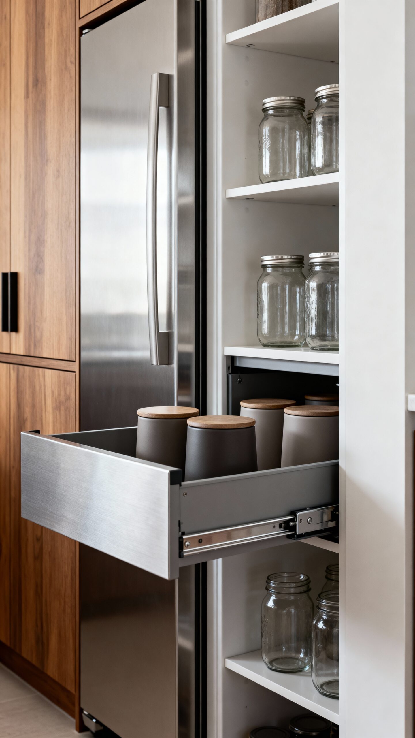 narrow pull out pantry storage solutions