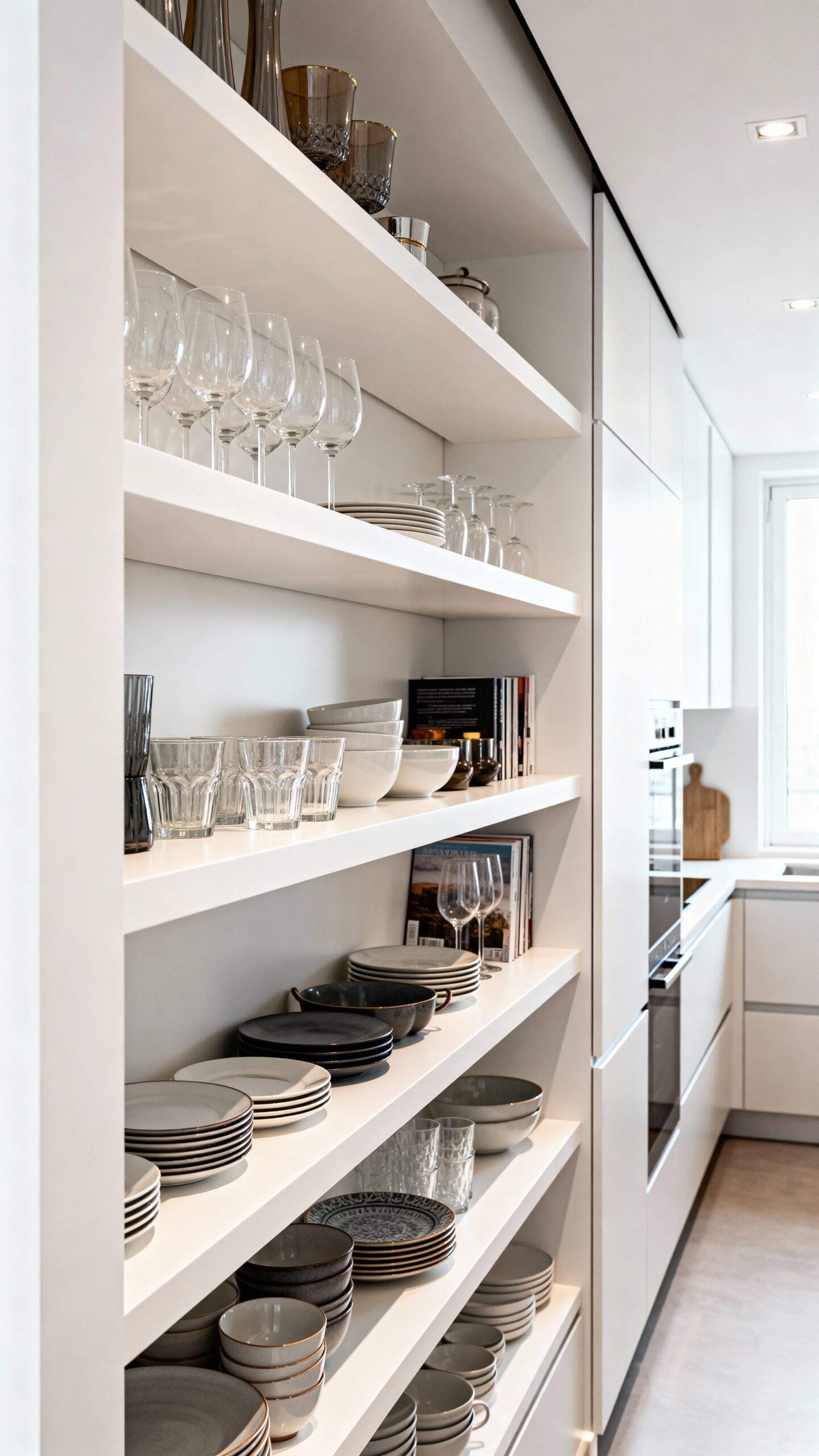 open shelving prevents visual clutter