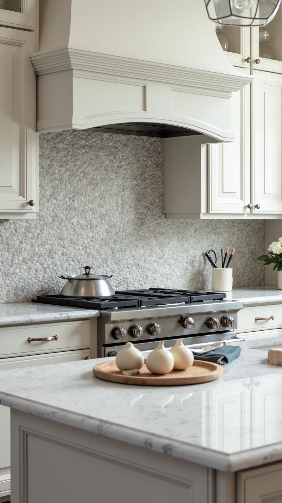 organic coastal nature inspired kitchen backsplash