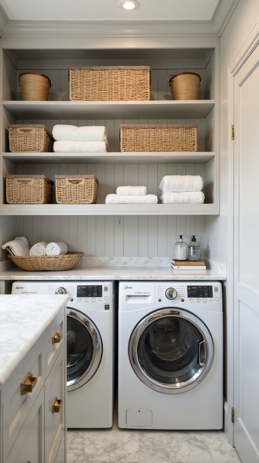 organized beautiful functional laundry room storage