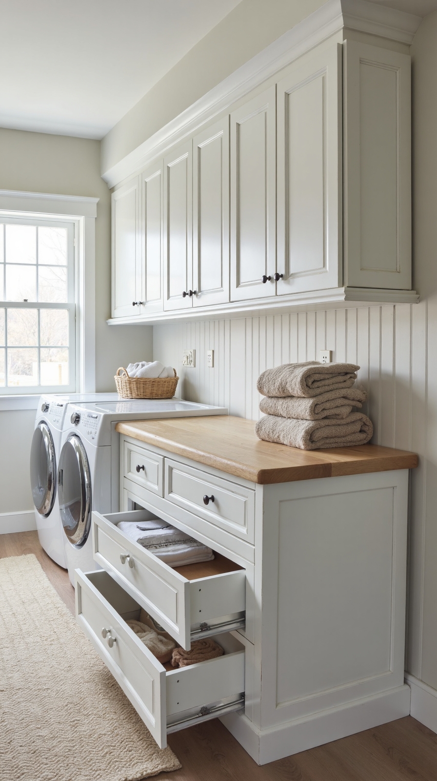 organized efficient laundry folding station