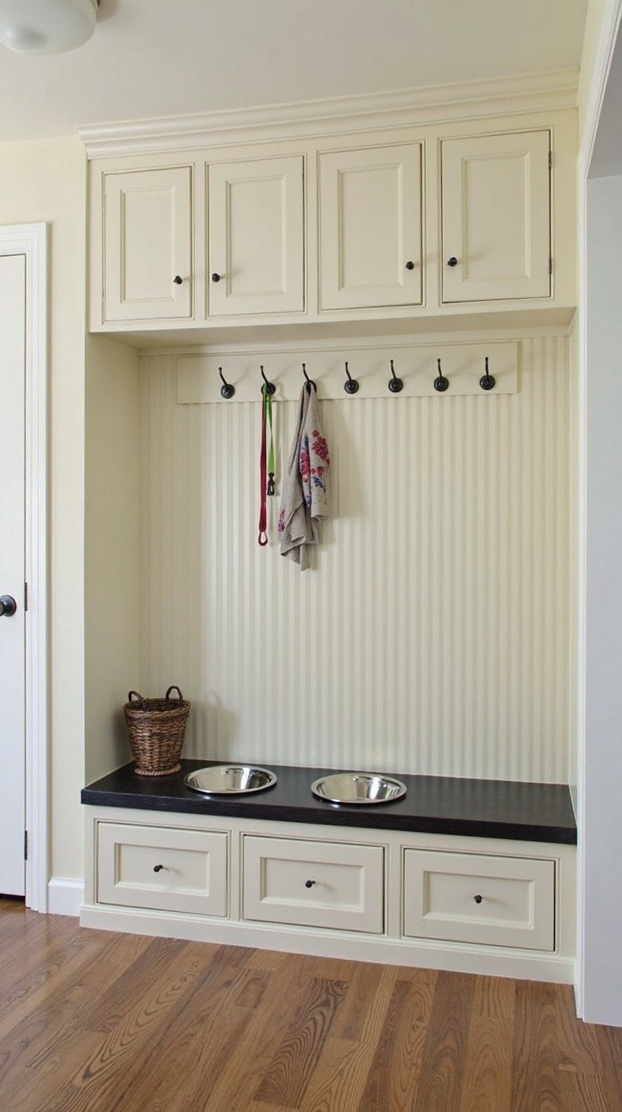 organized efficient pet friendly mudroom setup