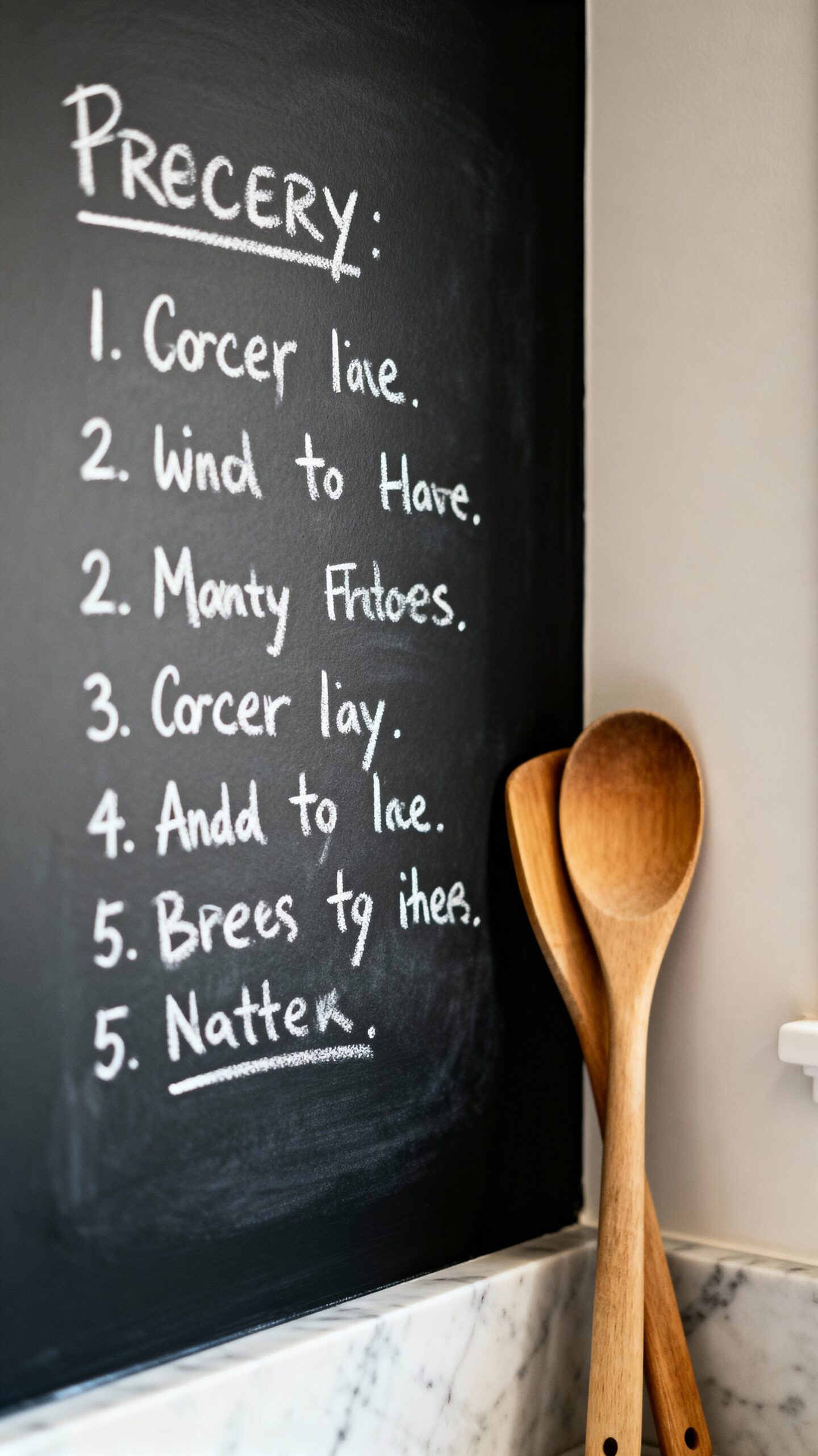 organized kitchen menu planning chalkboard