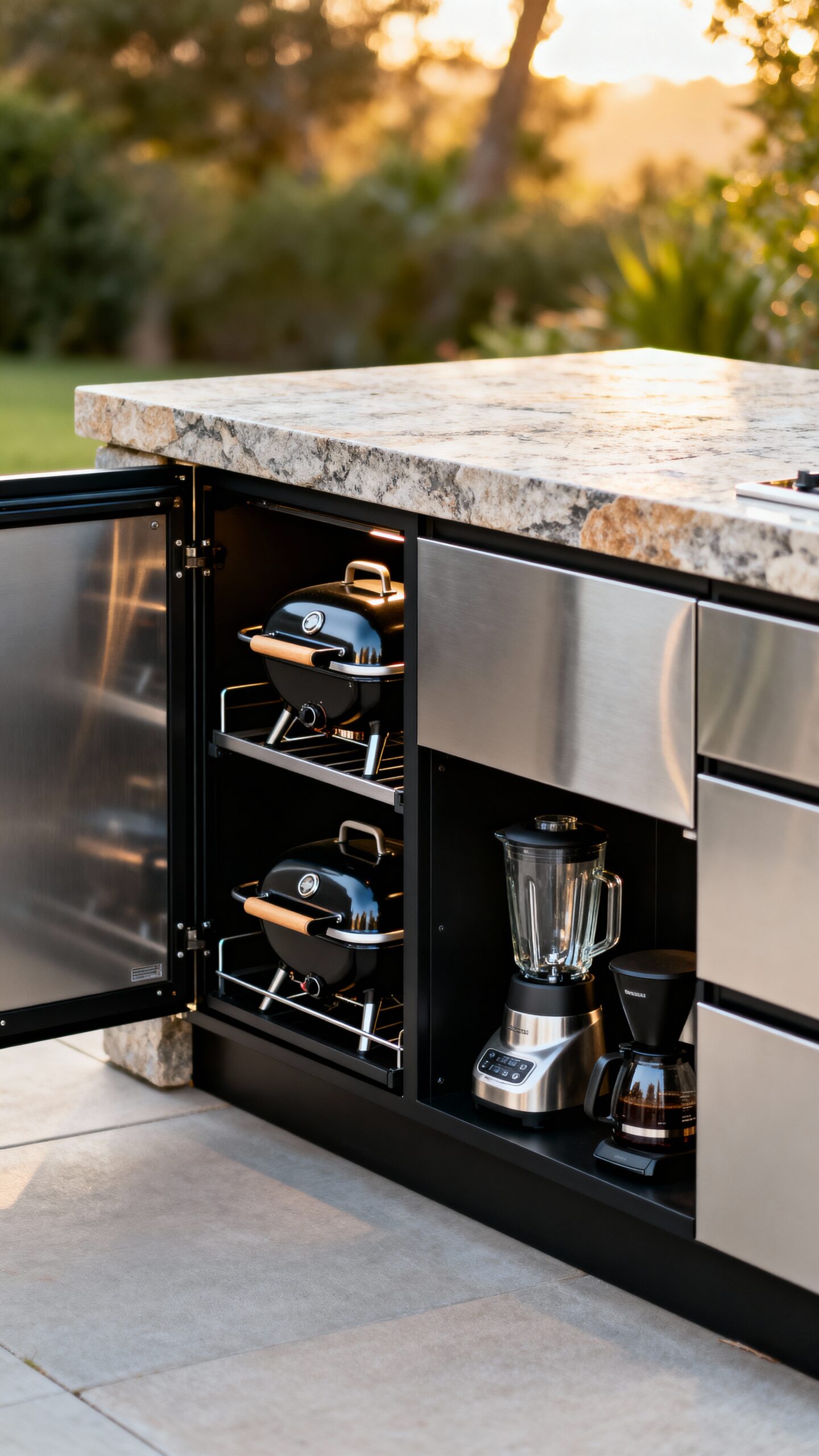 organized protected outdoor cooking appliances