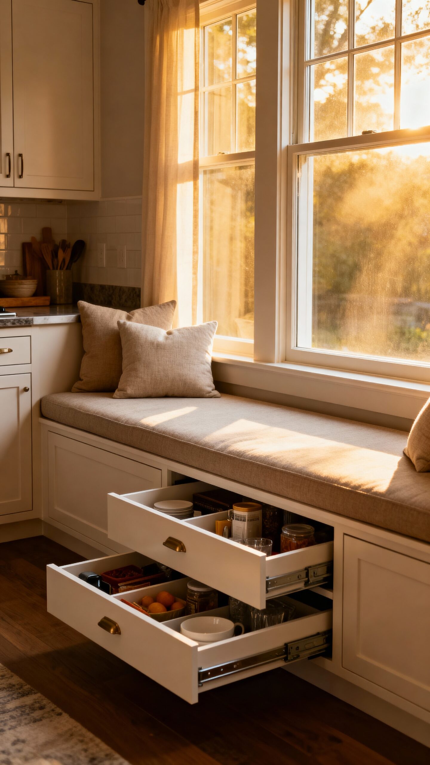 organized window seat storage solutions