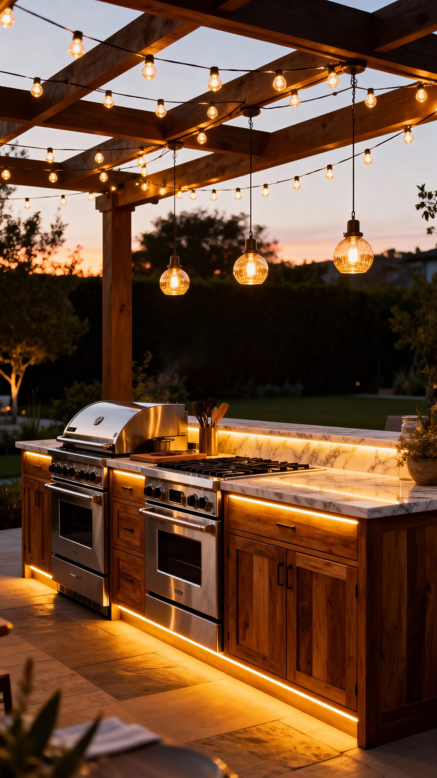 outdoor kitchen lighting ambience ideas