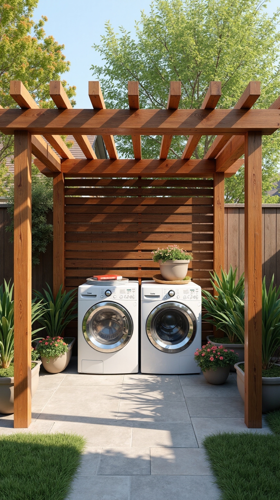 outdoor laundry pergola enclosure