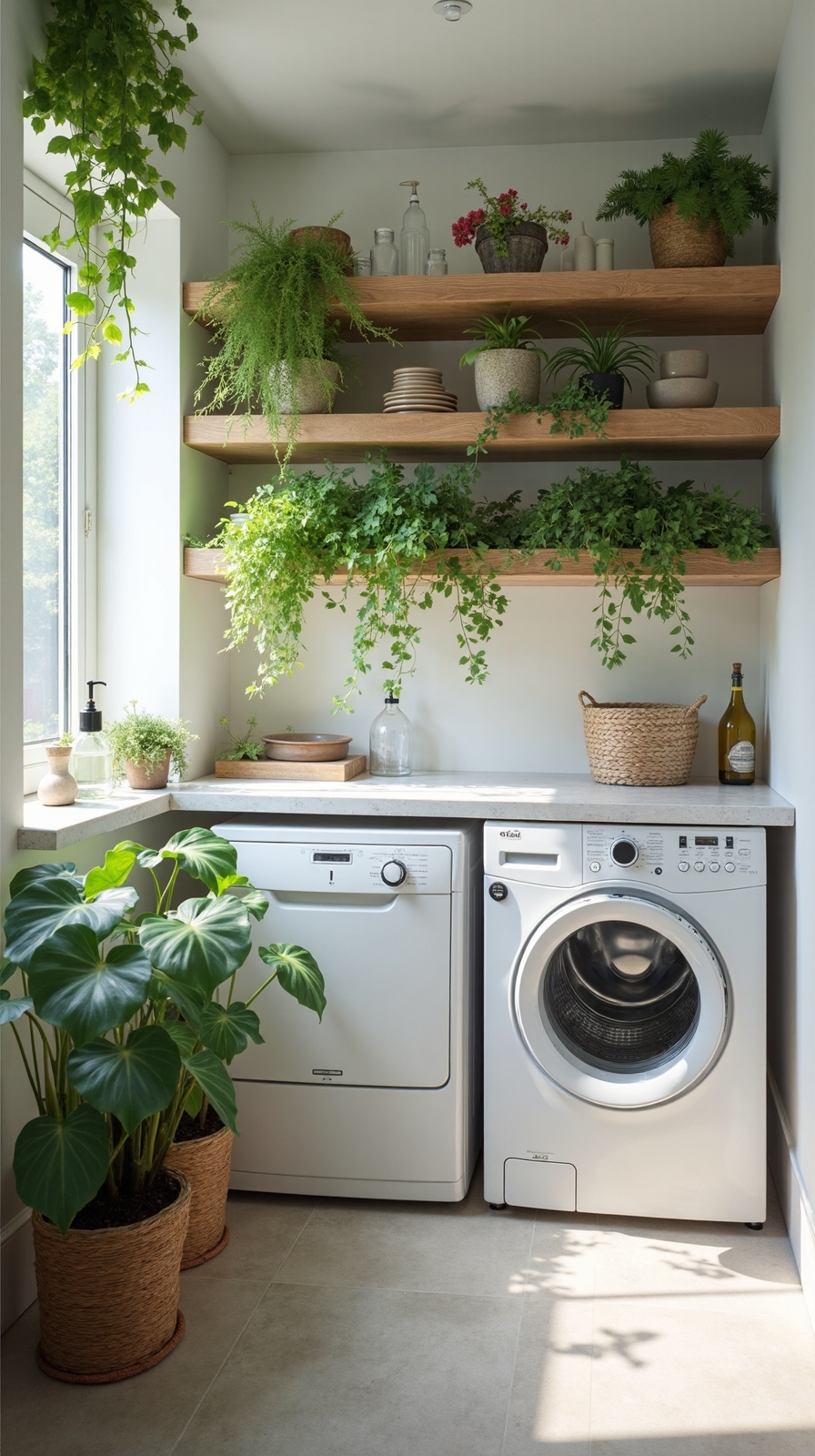 plant filled nature inspired laundry sanctuary