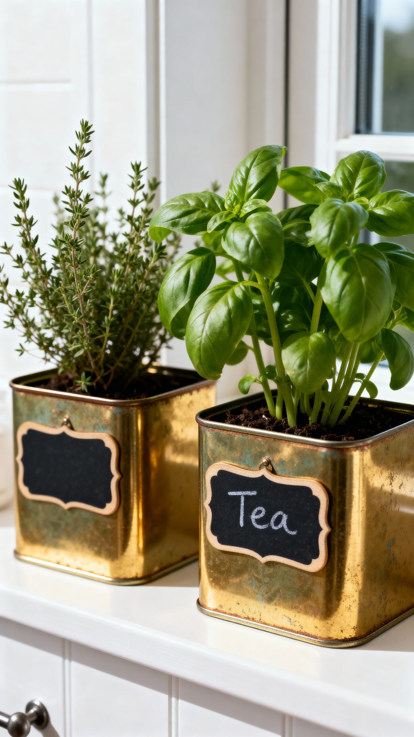 recycled functional personalized windowsill herb containers