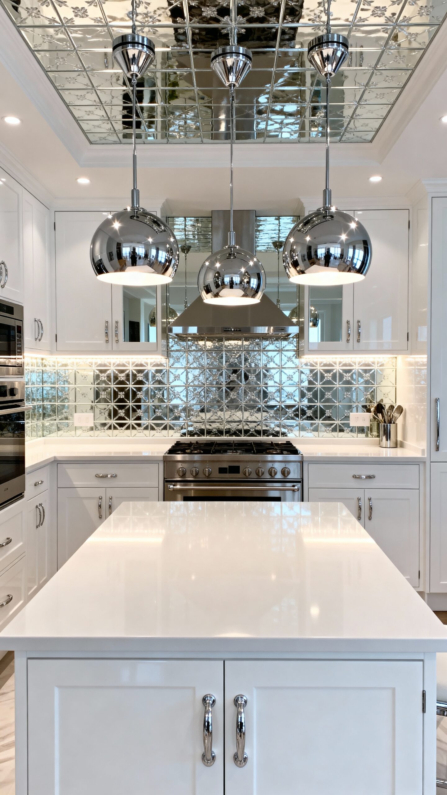 reflective accents expand small kitchens