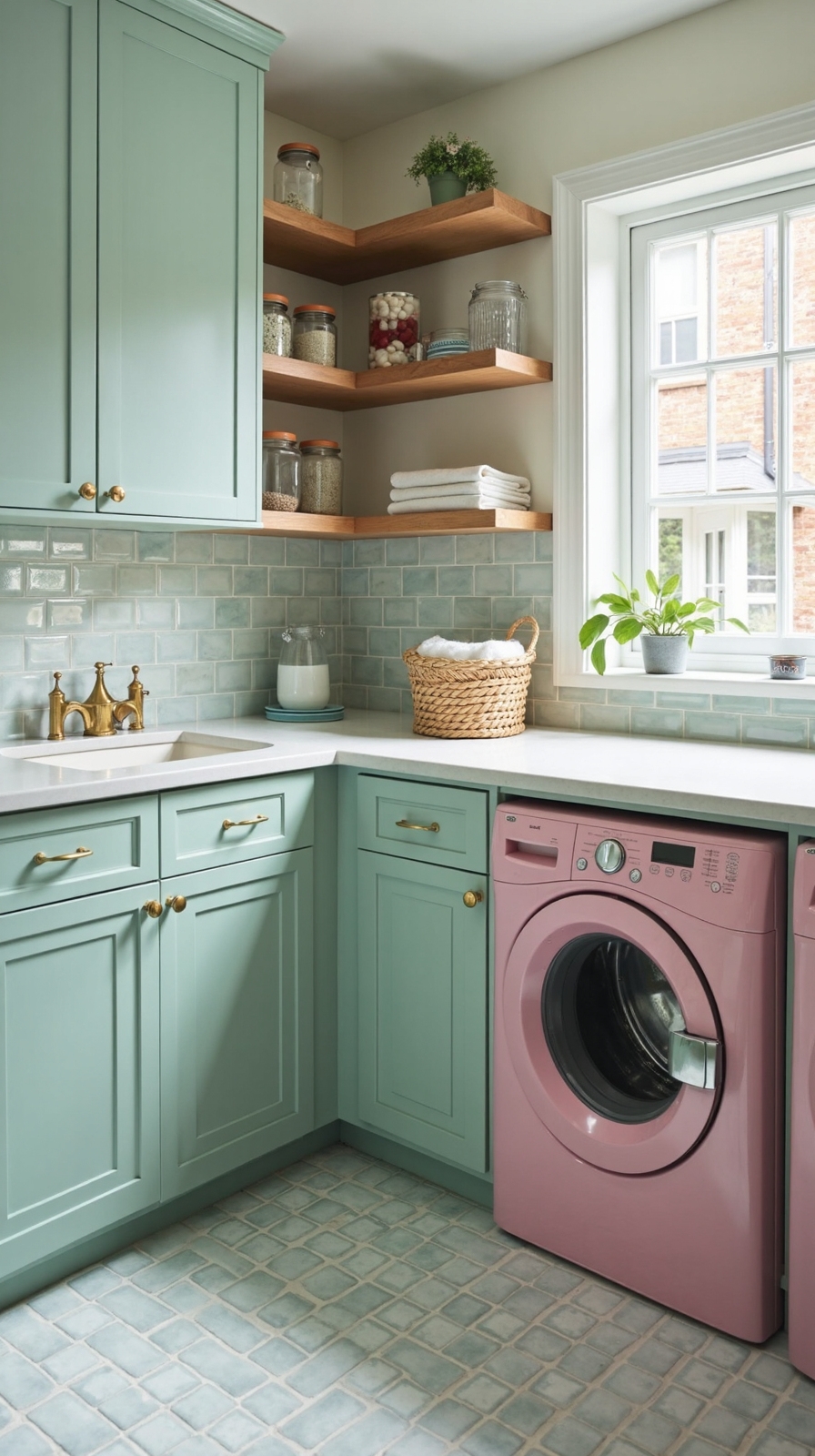 relaxing pastel laundry room oasis