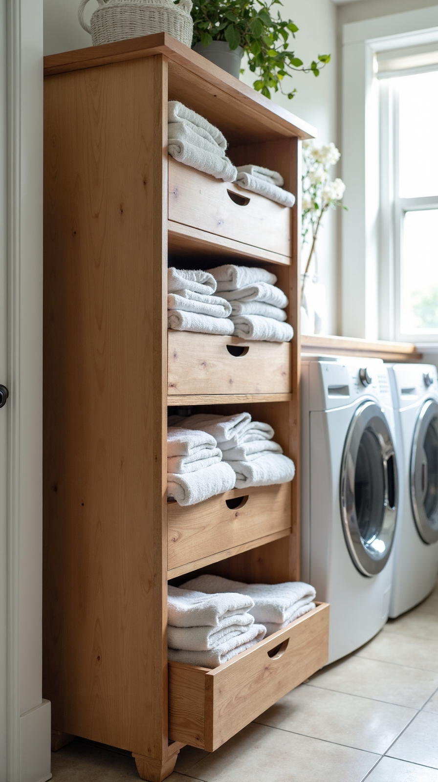 repurposed dresser drawers as stackable storage