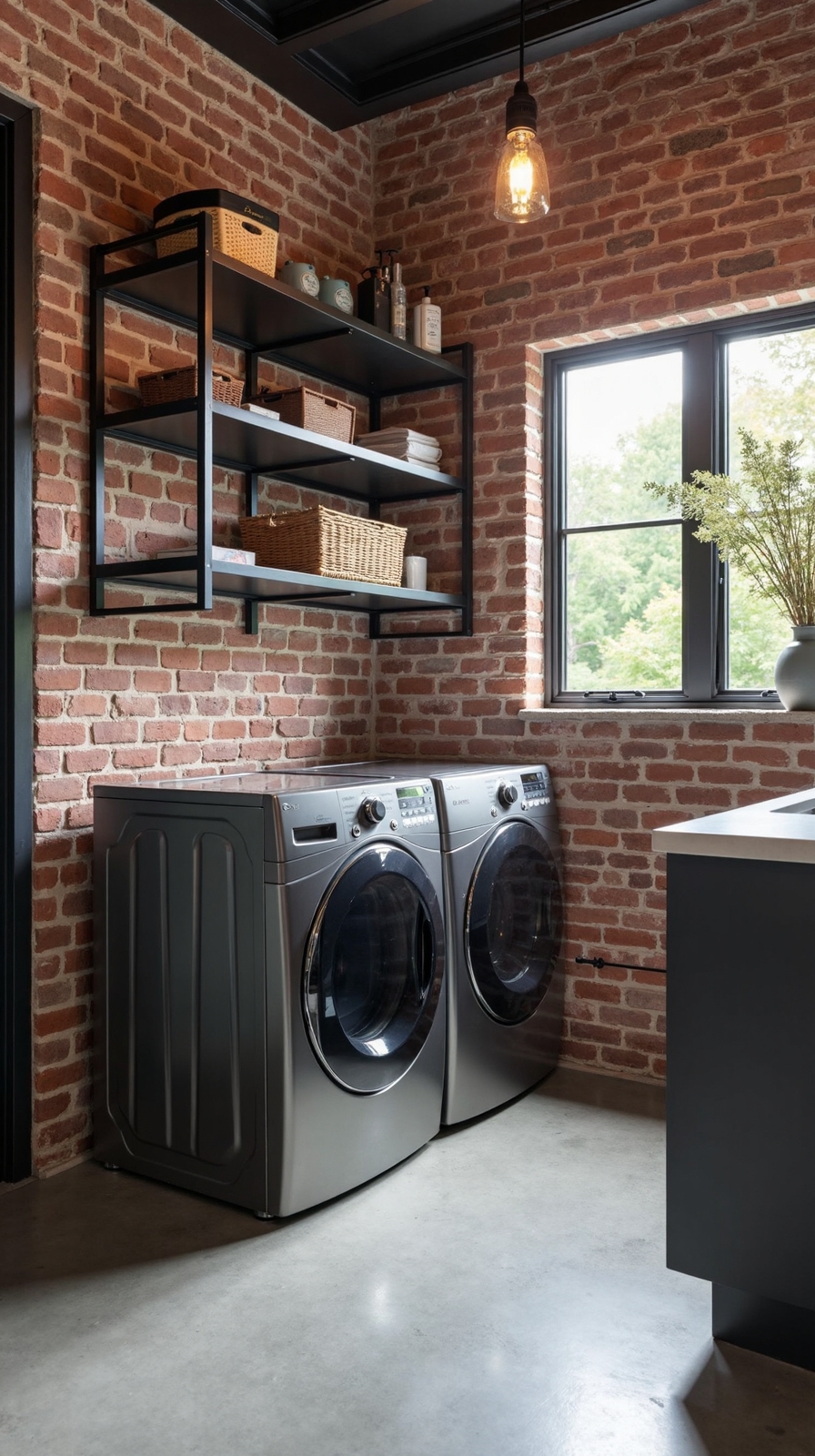 rugged industrial laundry room design