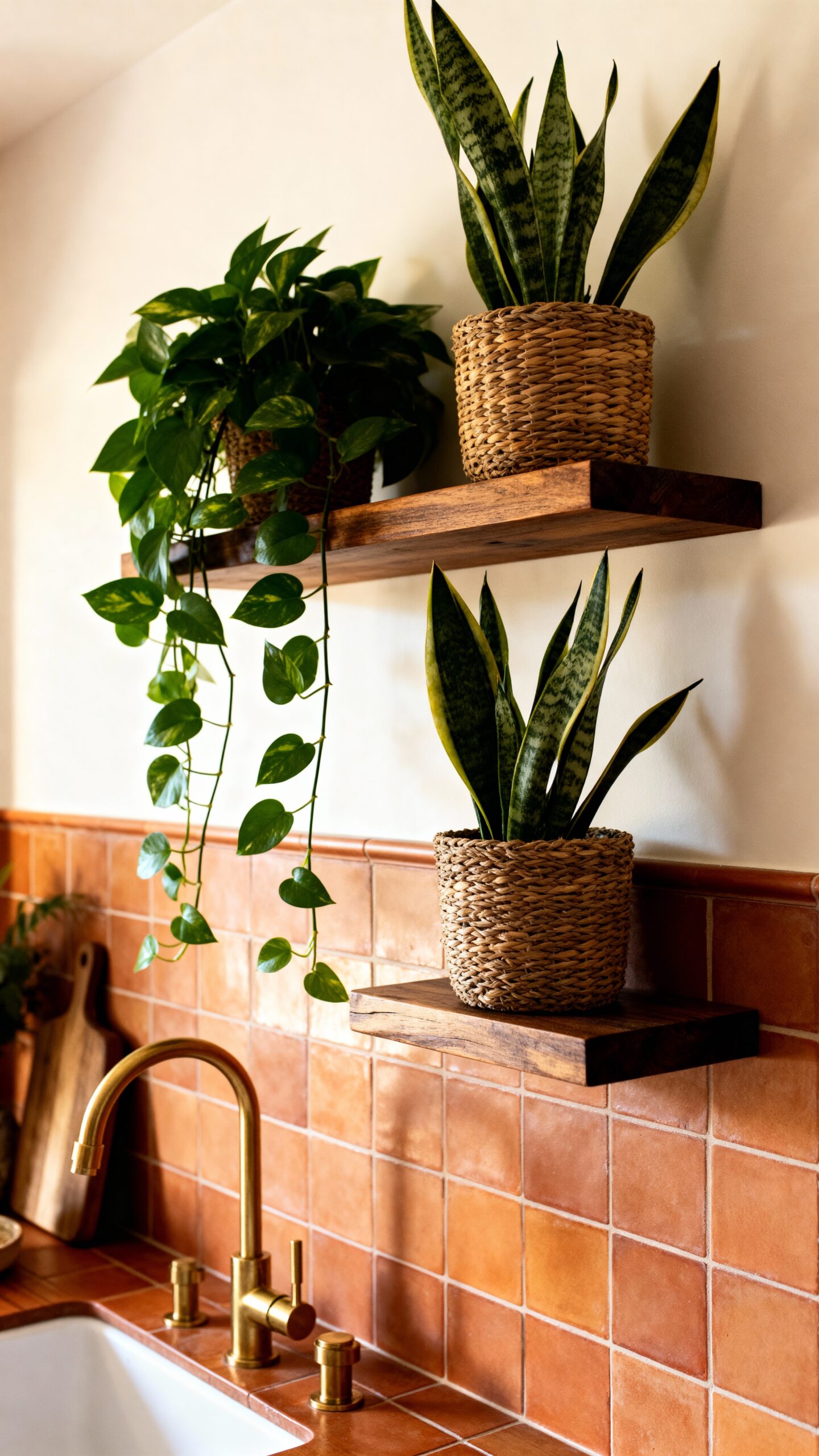 rustic bohemian kitchen plants decor