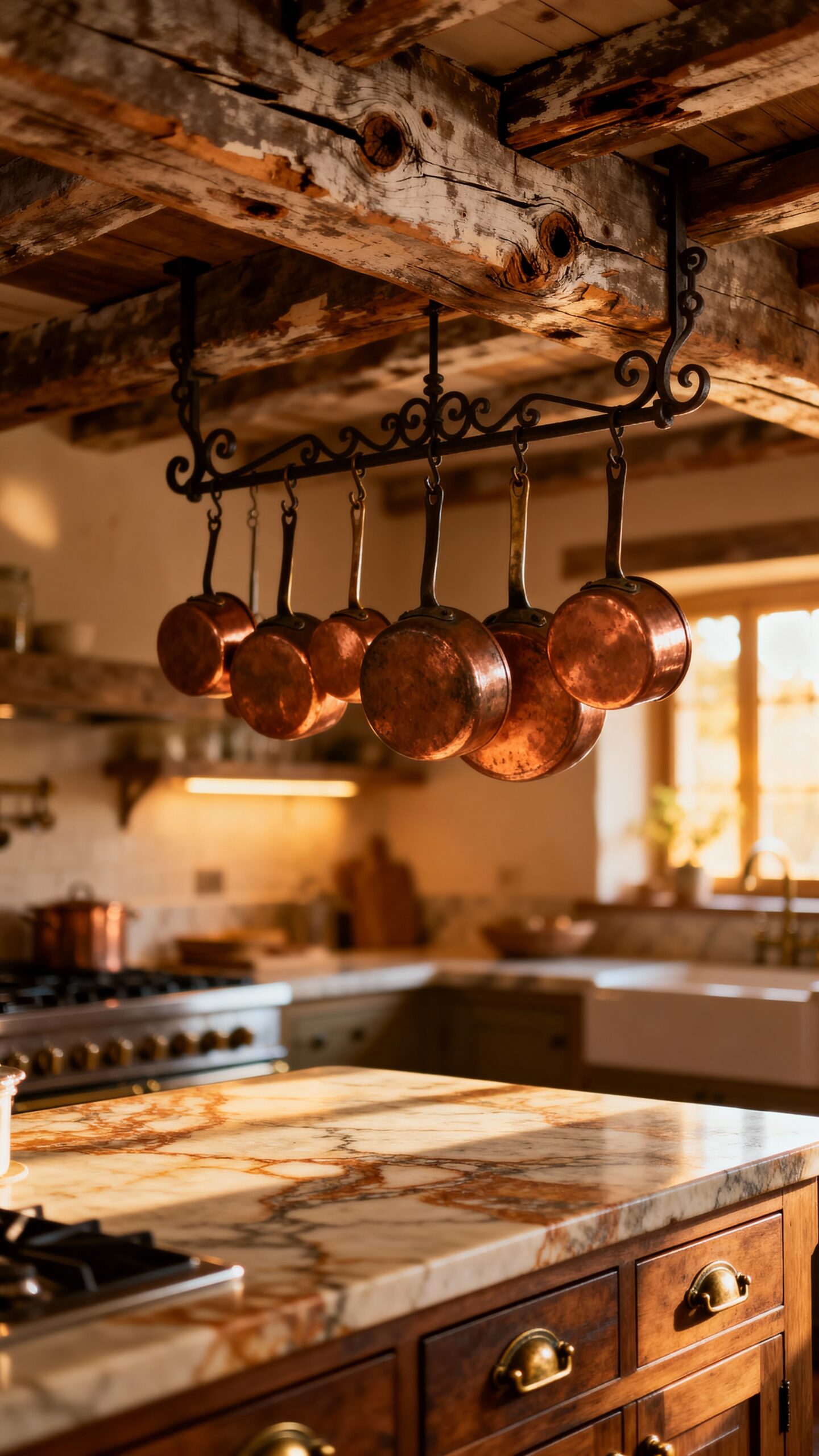 rustic ceiling beam visual expansion