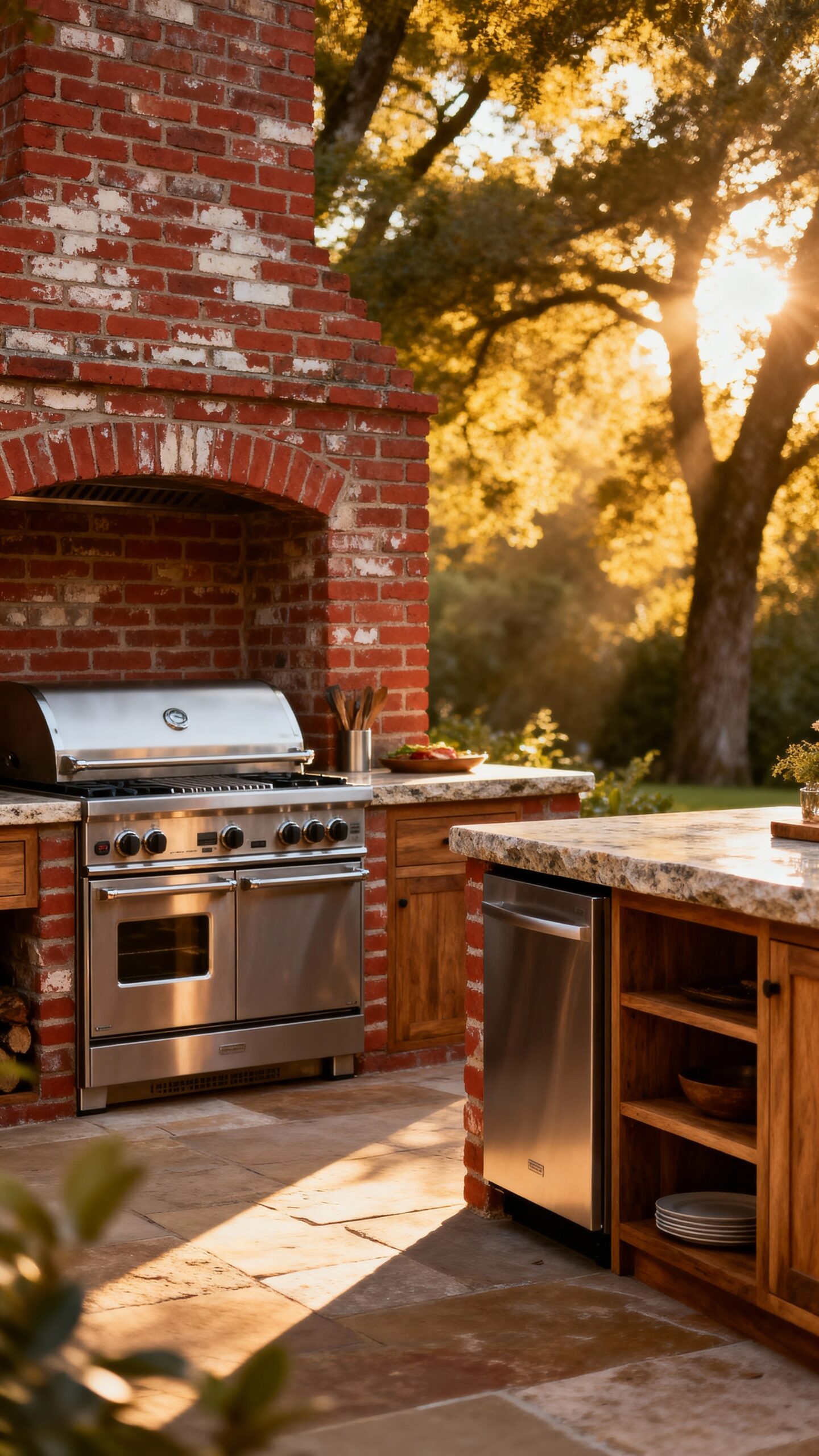 rustic charm outdoor kitchen backsplash design