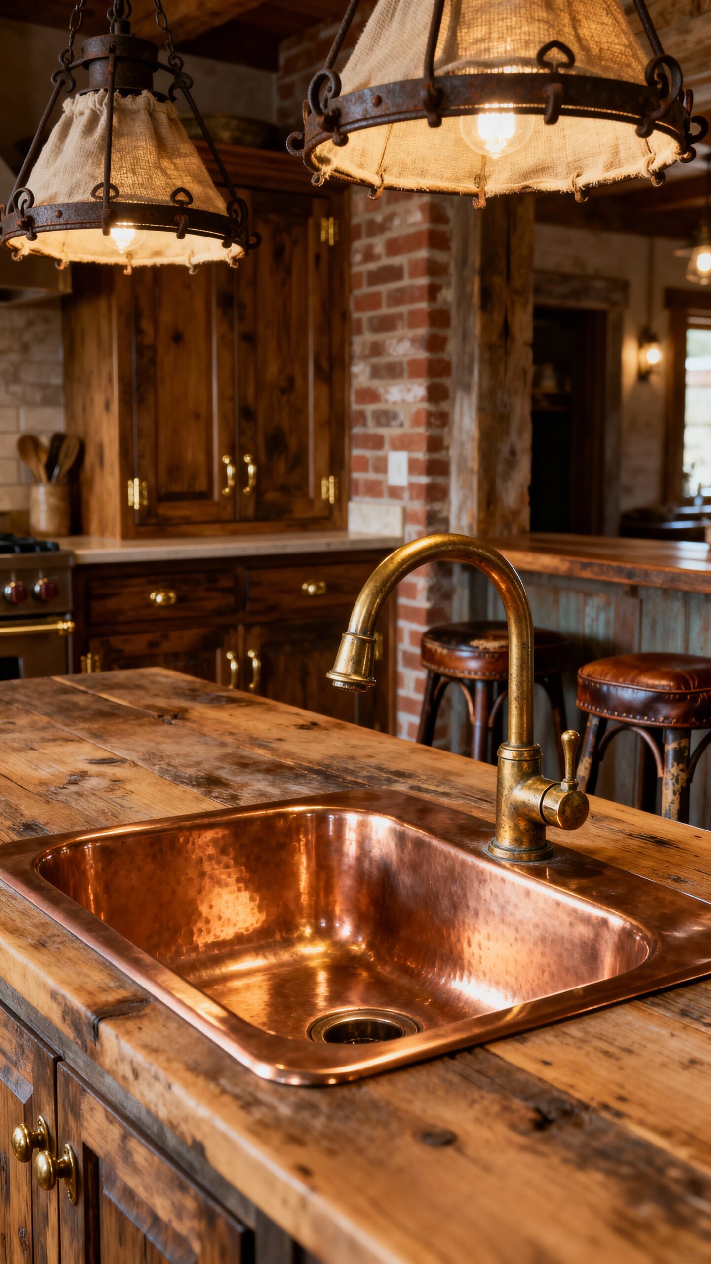 rustic copper farmhouse kitchen elegance
