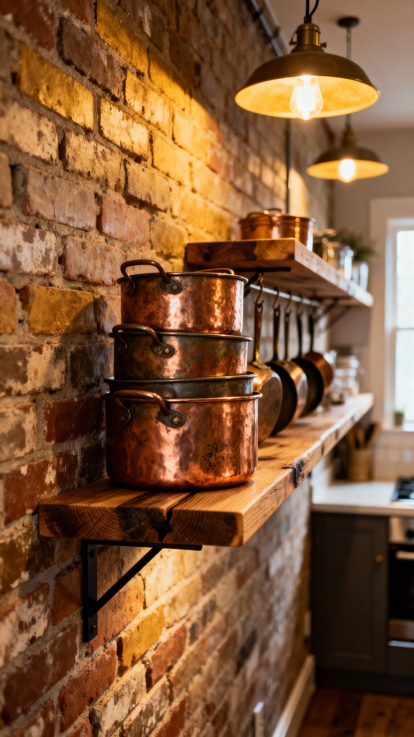 rustic exposed brick wall accents