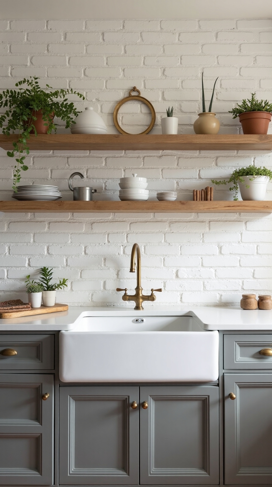 rustic farmhouse brick backsplash