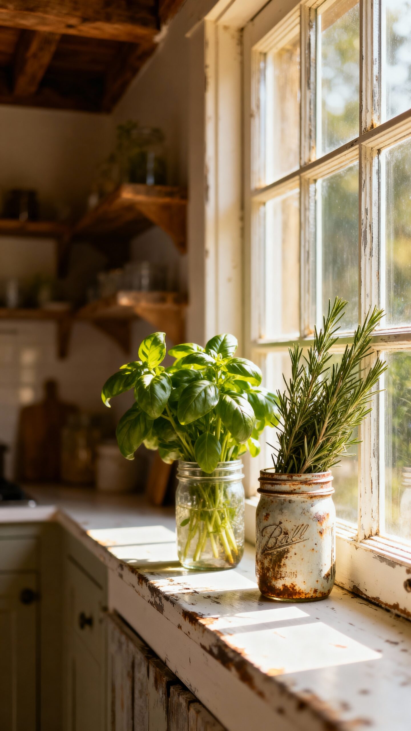 rustic farmhouse kitchen herb garden