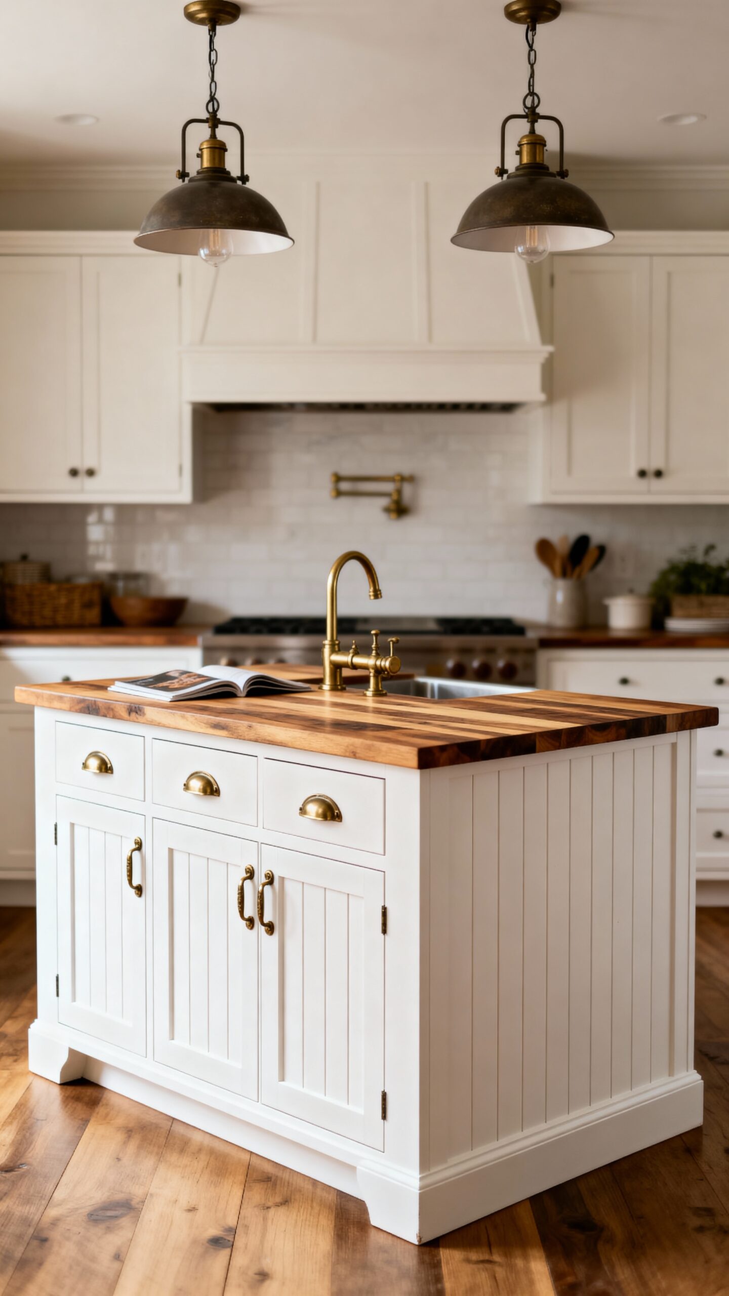 rustic farmhouse kitchen island centerpiece