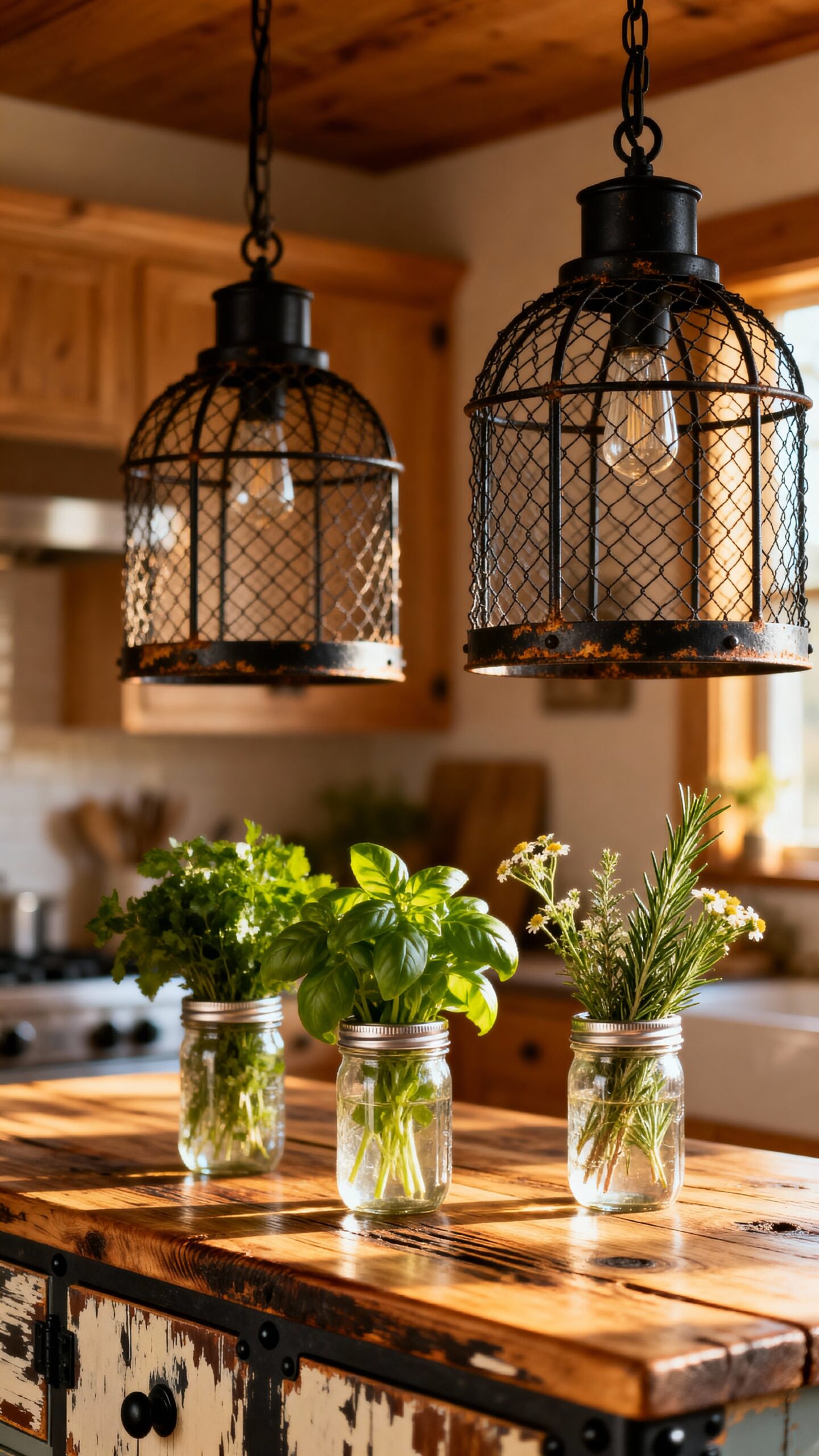 rustic farmhouse kitchen lighting
