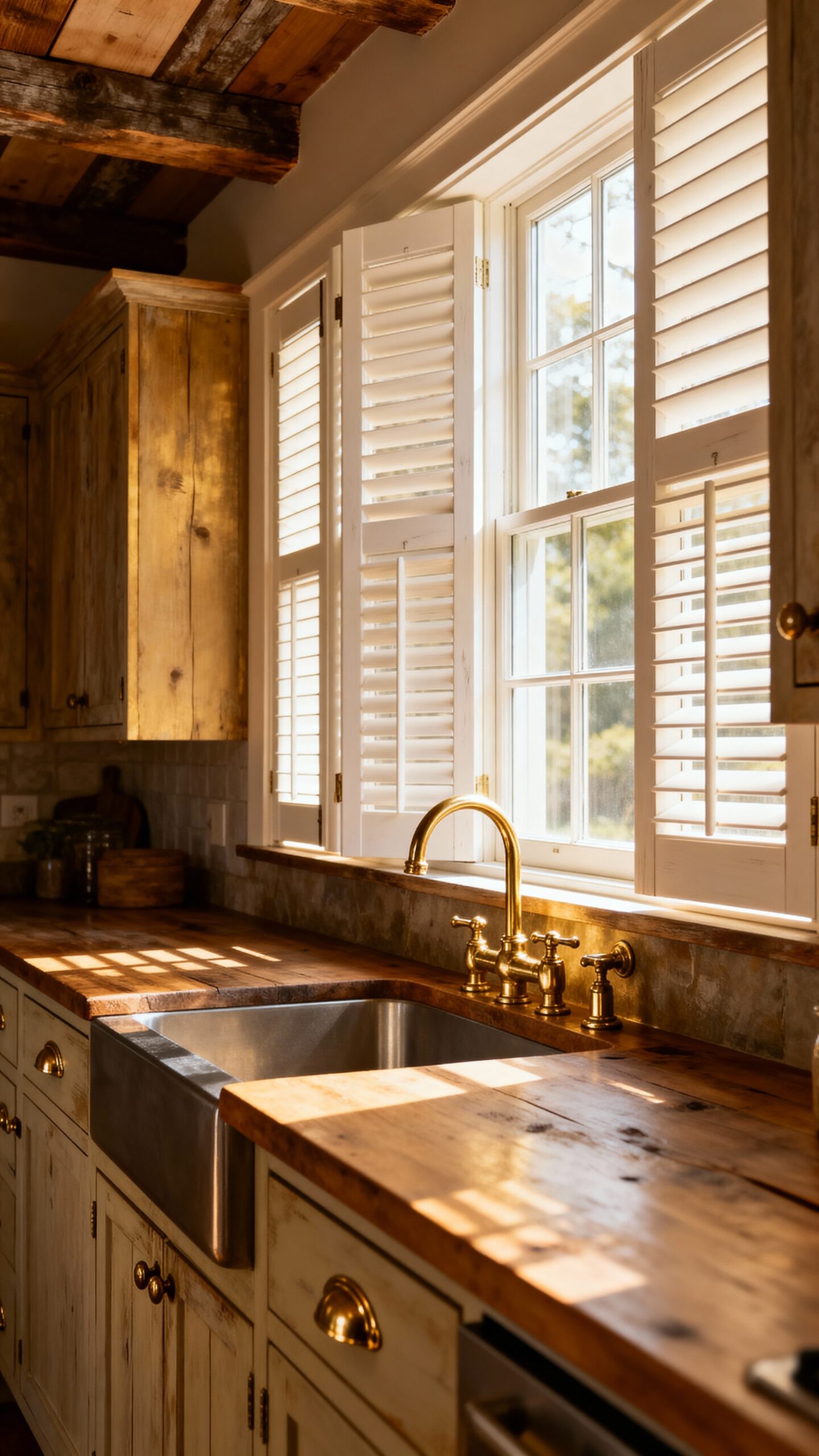 rustic farmhouse kitchen window charm