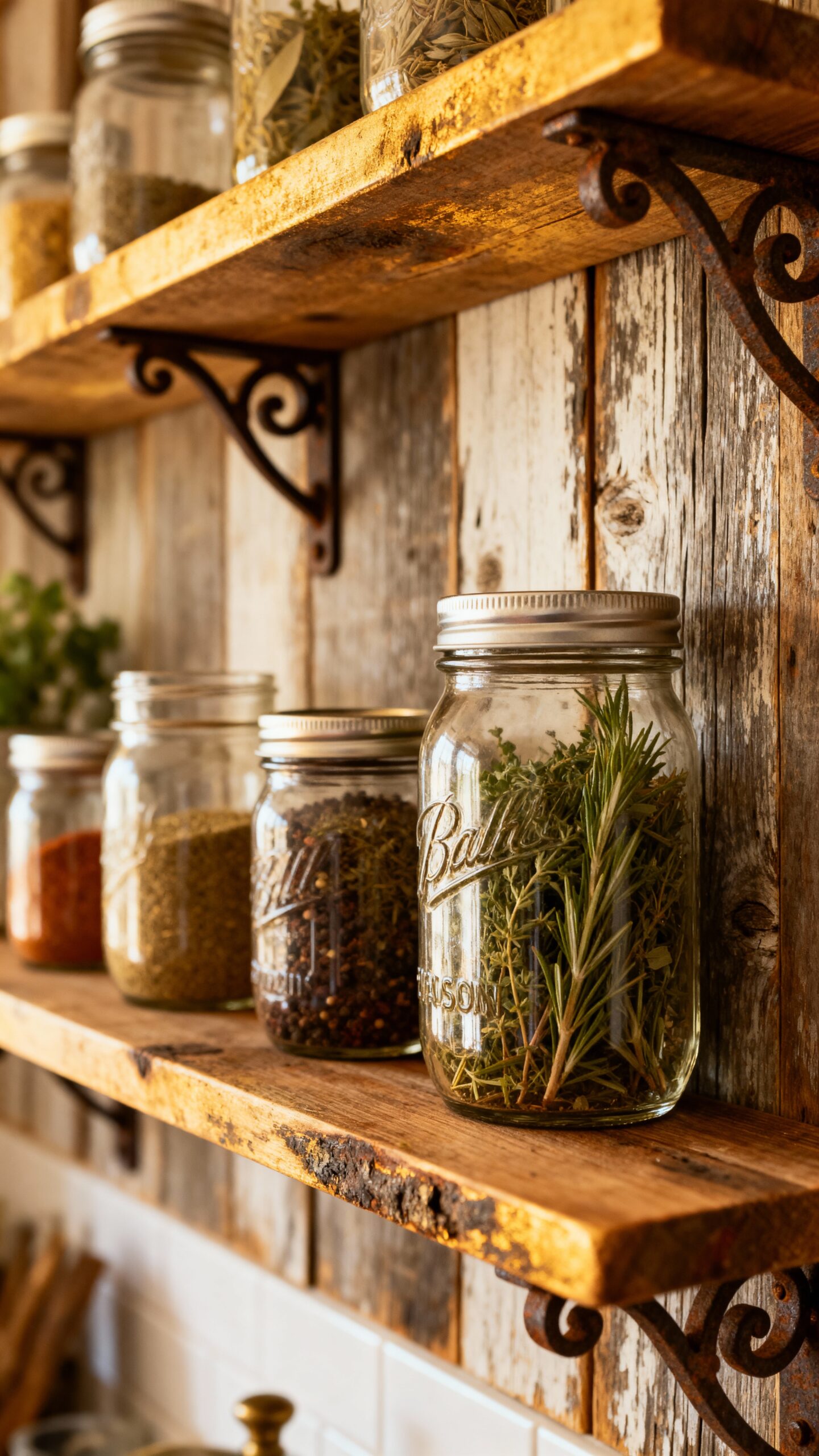 rustic farmhouse style storage shelves