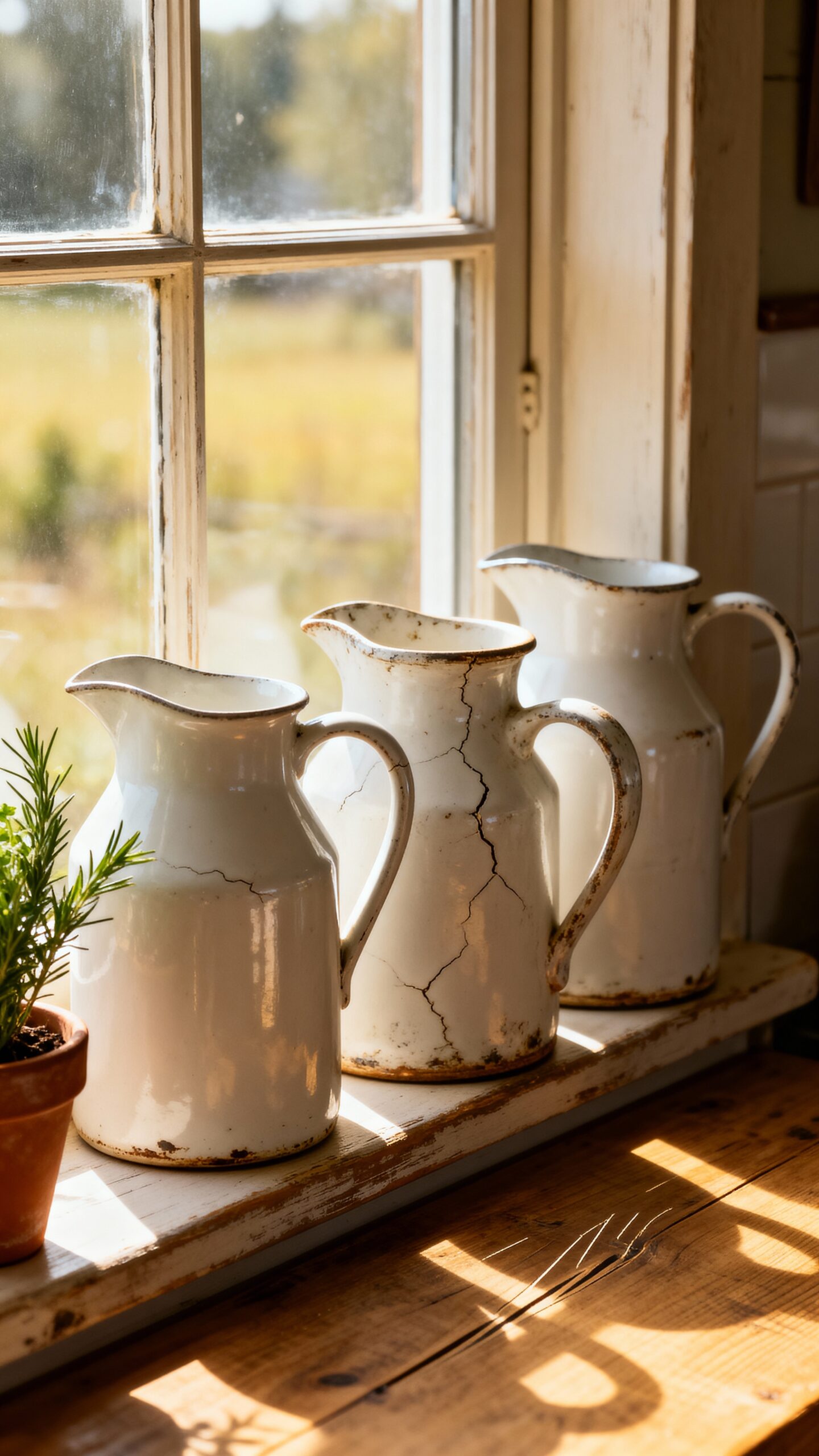 rustic farmhouse window vignette display