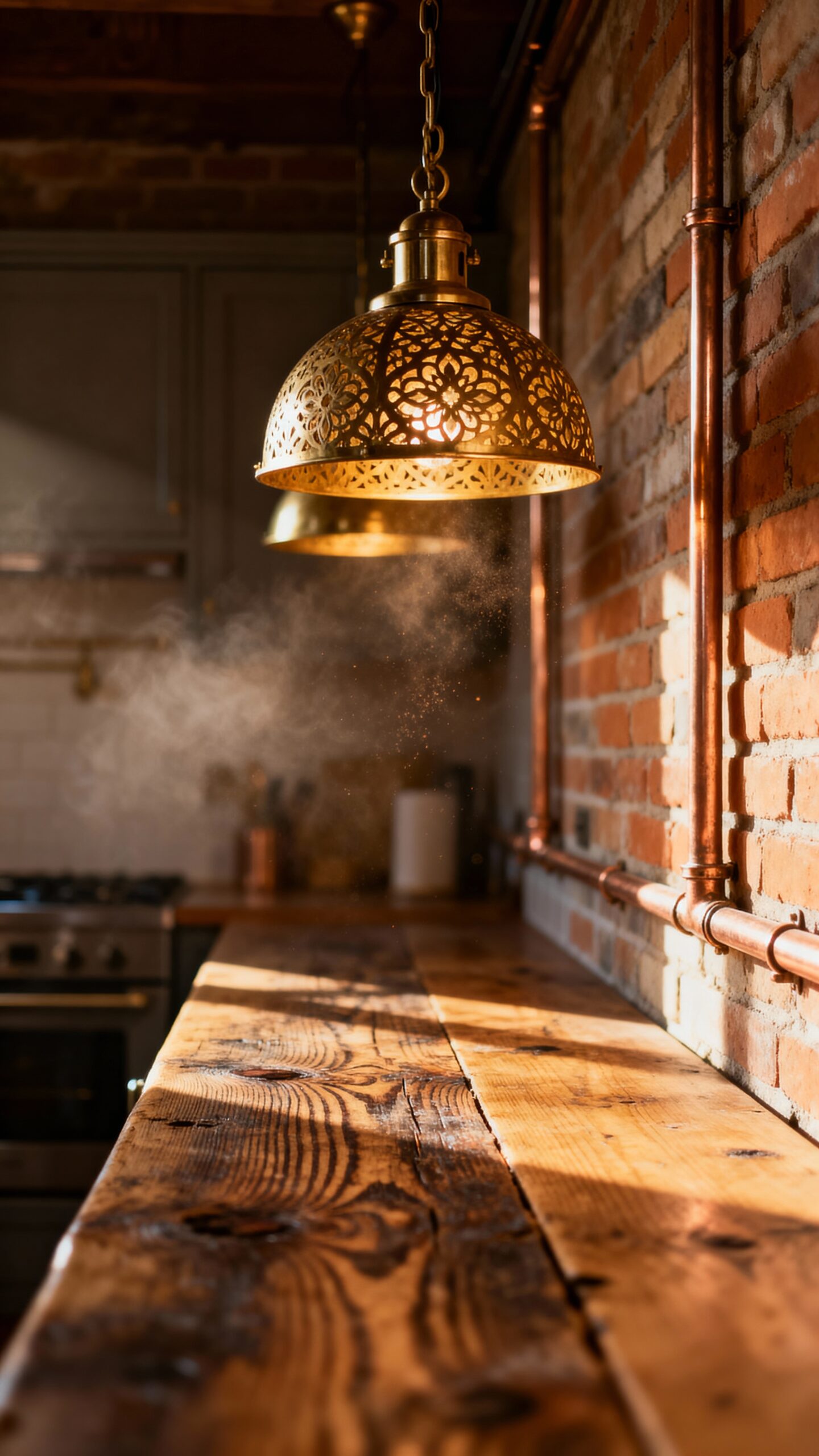 rustic galley kitchen pendant lighting