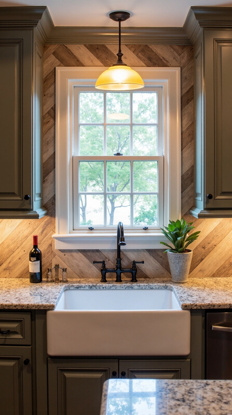 rustic geometric barnwood chevron backsplash