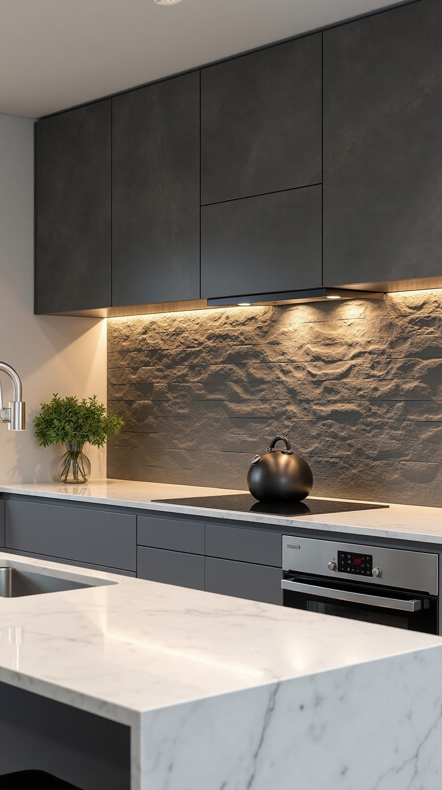 rustic natural stone backsplash elegance