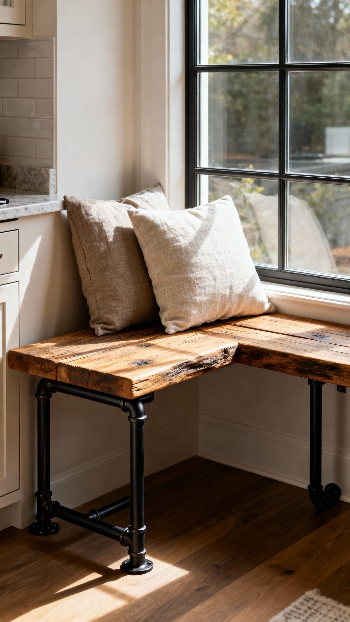 rustic reclaimed wood industrial accented seating