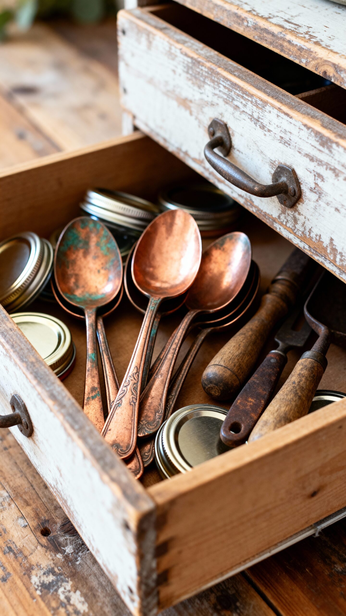 rustic repurposed drawer organizers