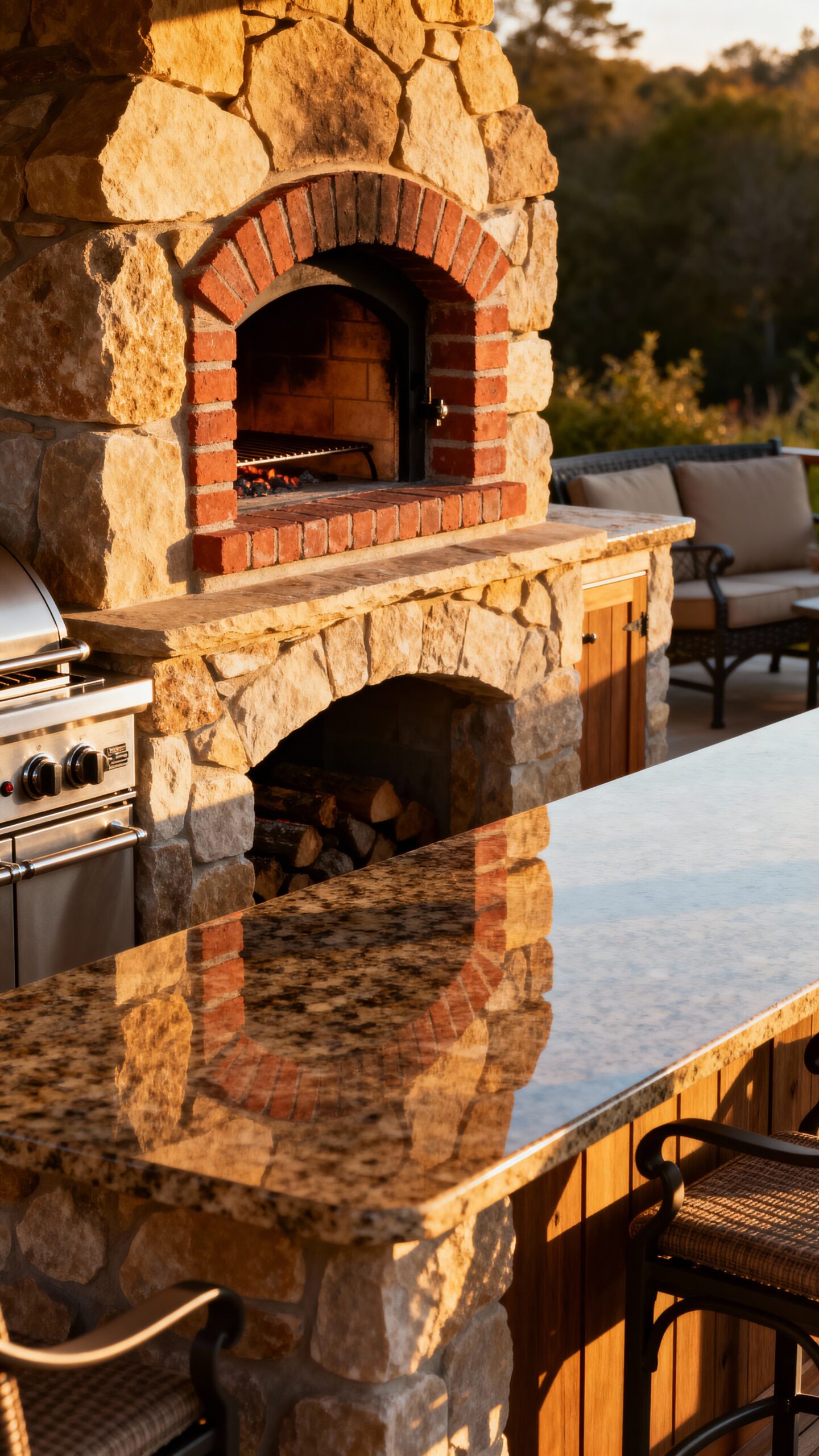 rustic stone outdoor pizza oven