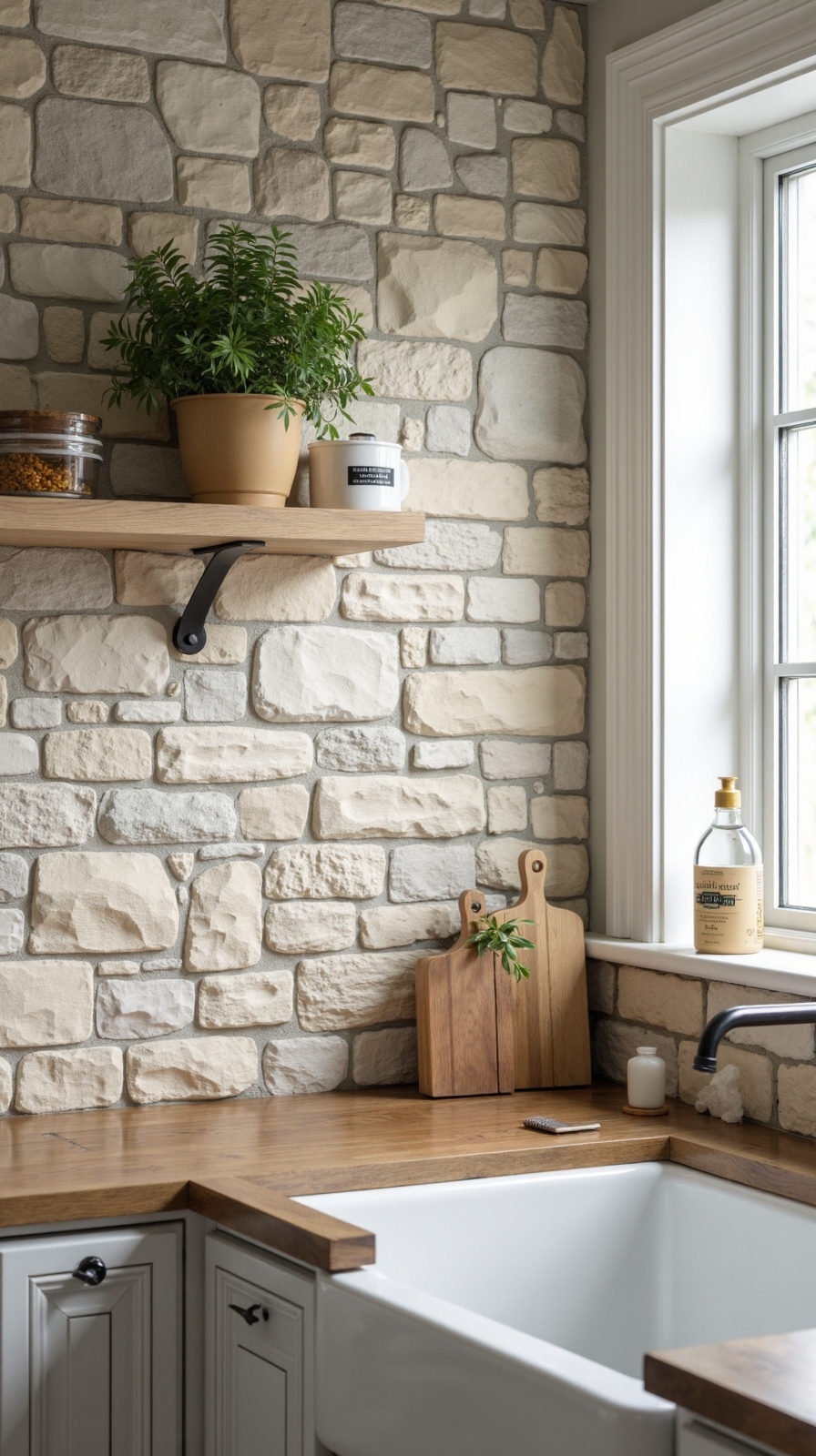 rustic timeless authentic charming natural stone backsplash
