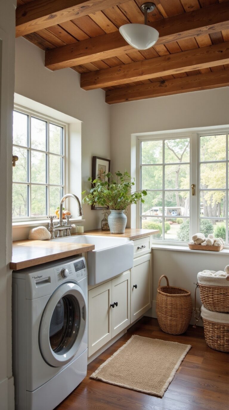 rustic warm timeless laundry room ideas