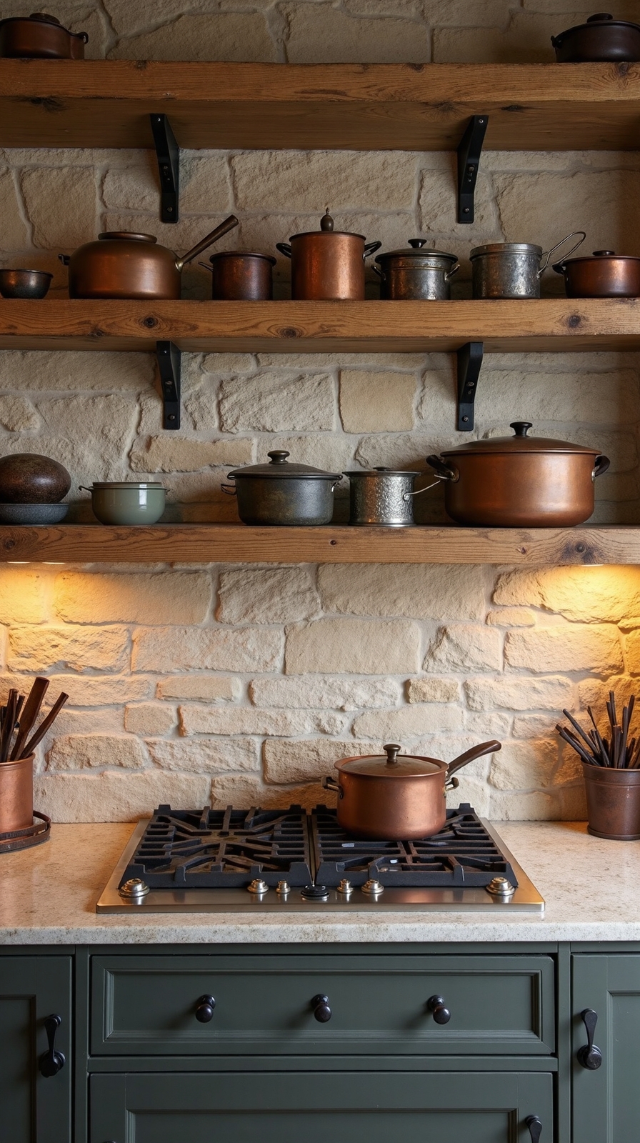 rustic weathered durable natural stone backsplash