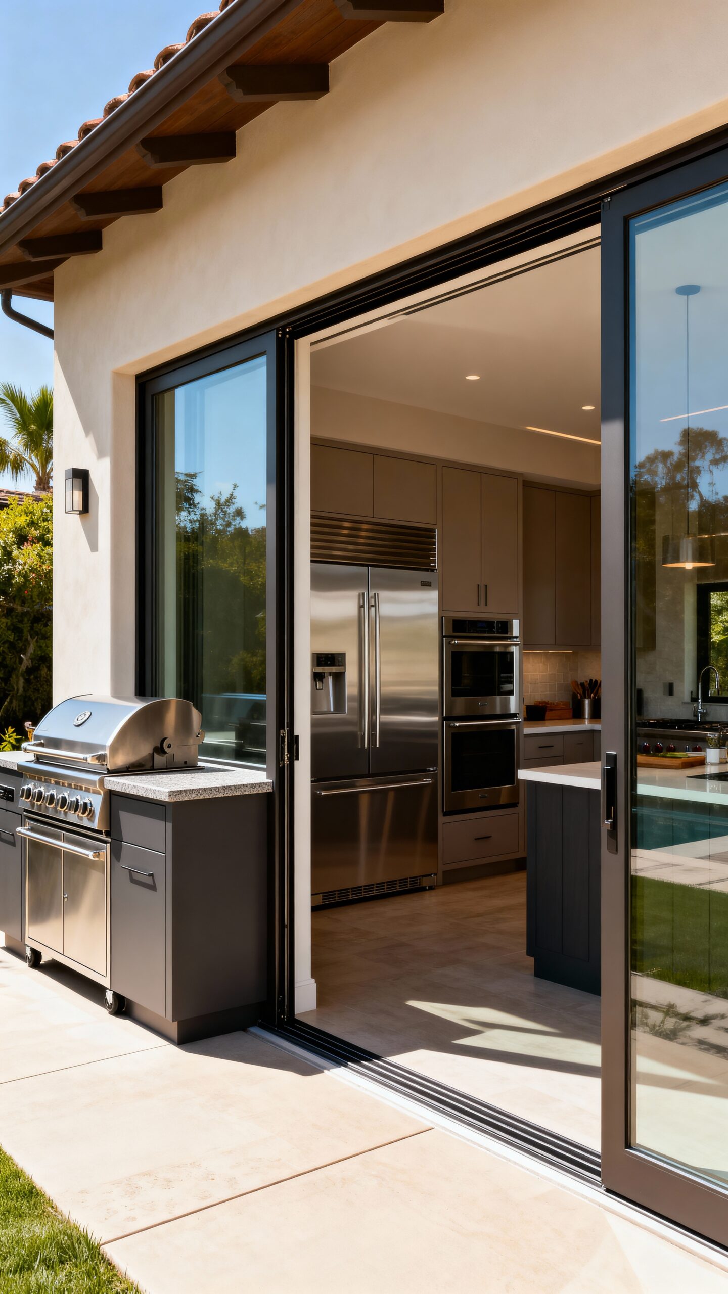 seamless indoor outdoor culinary workspace