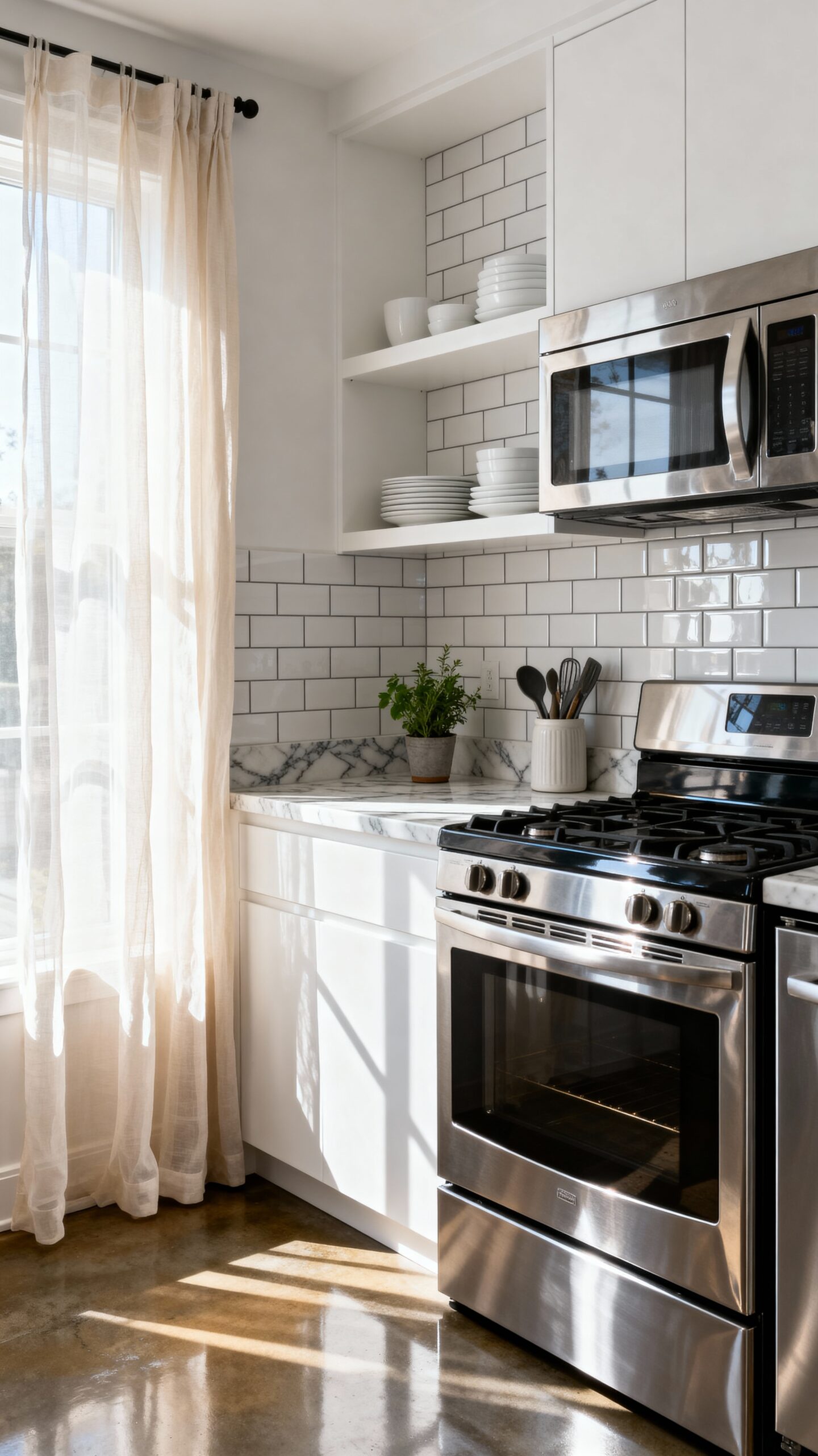 seamless luminous expansive white kitchen palette