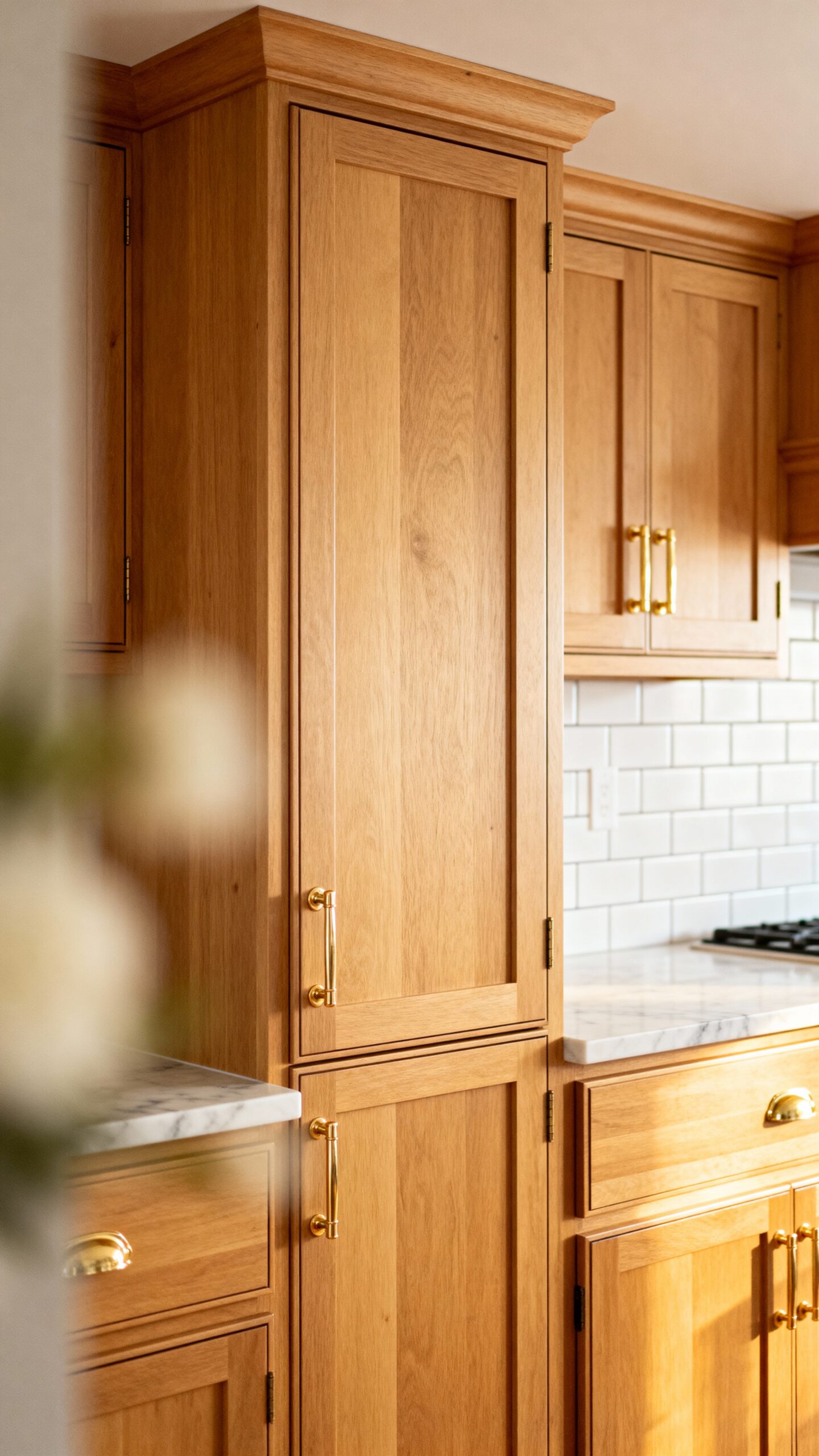 serene farmhouse kitchen light wood tones