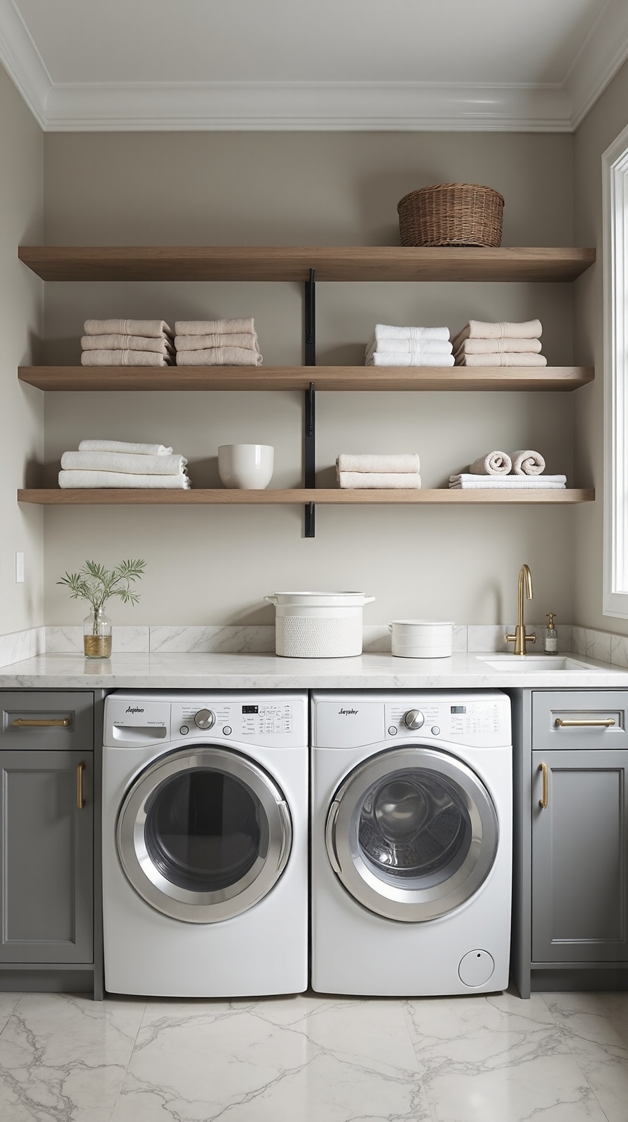 serene modern minimalist laundry room design