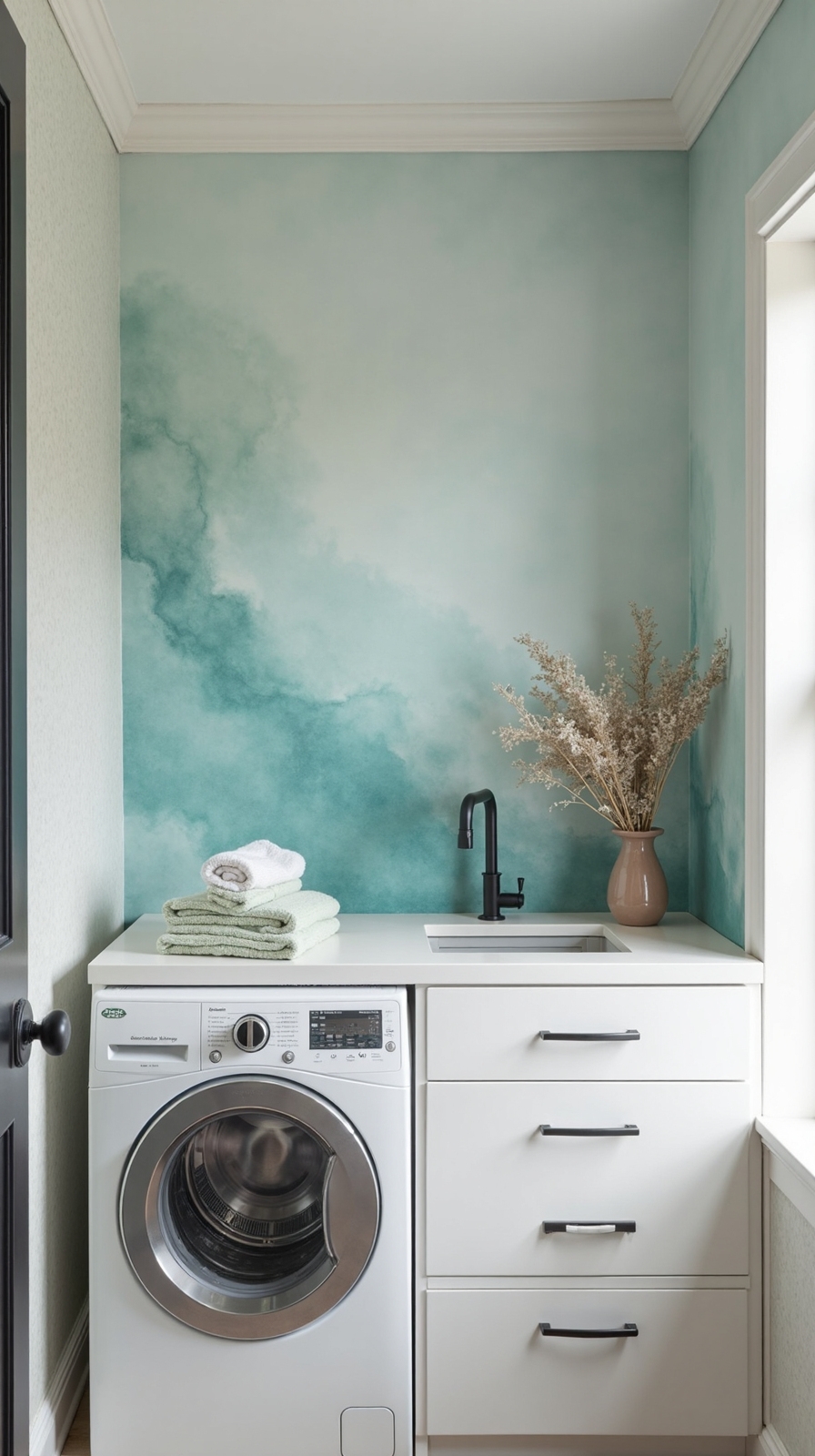 serene watercolor sanctuary for laundry room